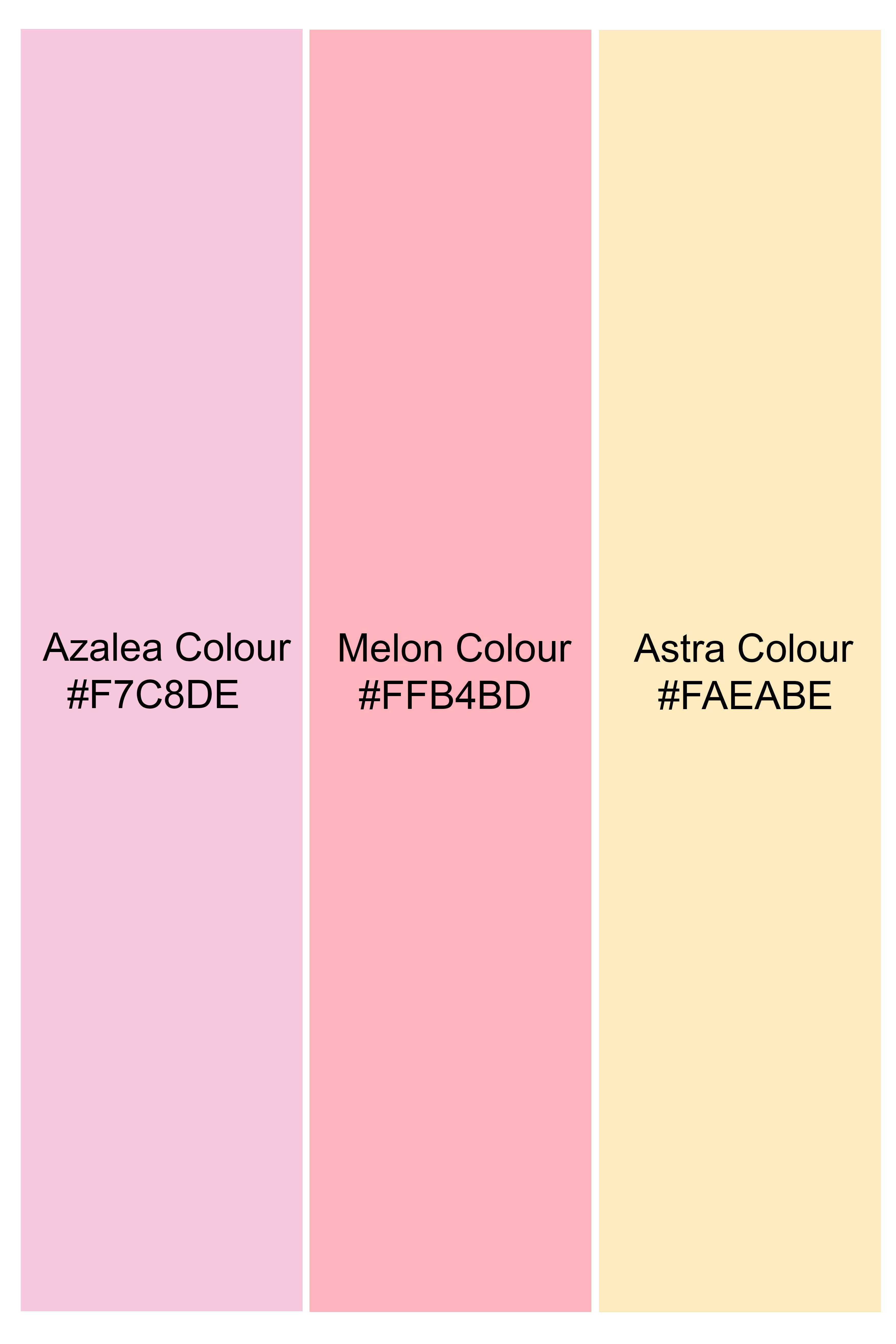 Azalea Pink And Astra Yellow MultiColour Designer Embroidered Peak Collar Tuxedo Blazer