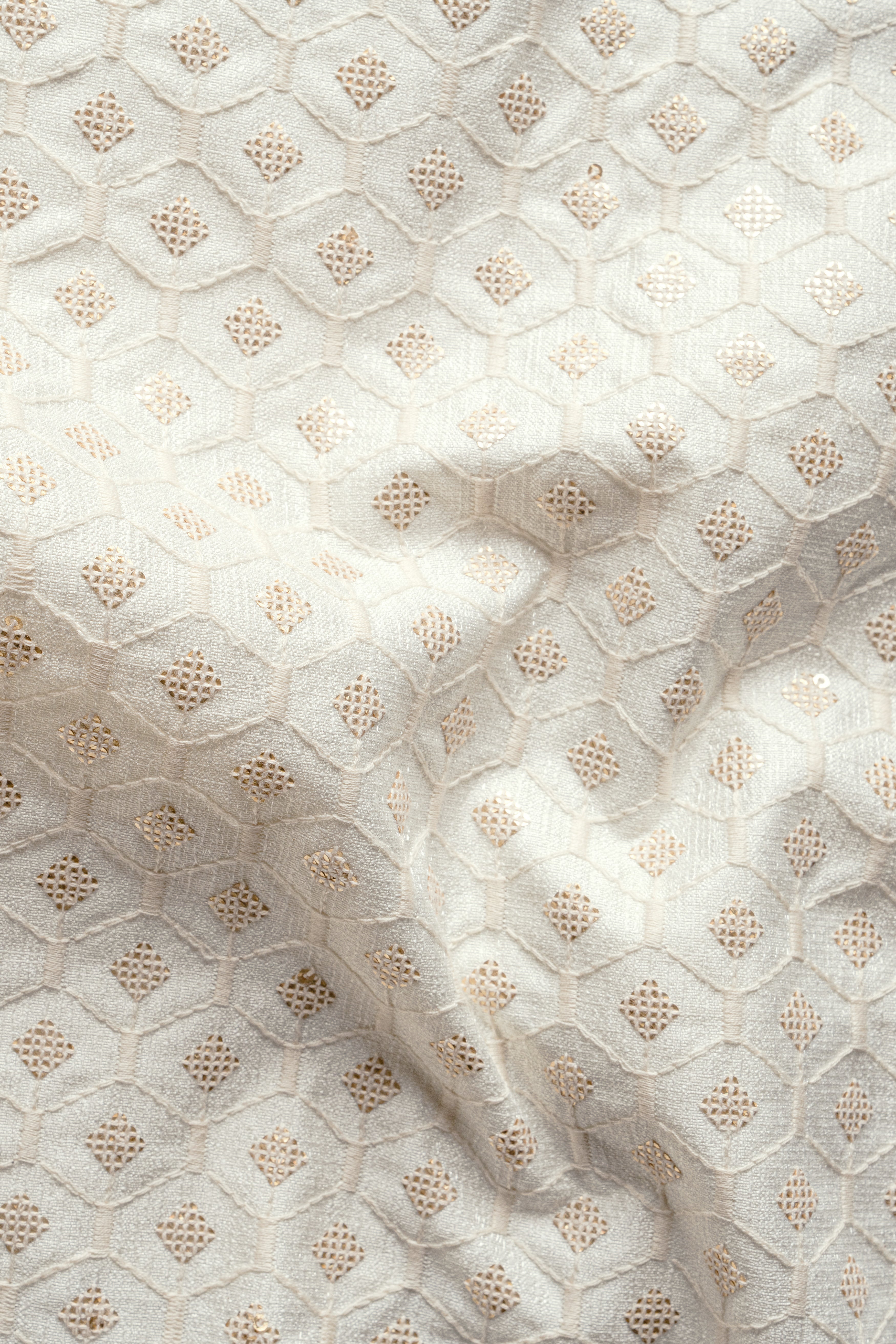 WheatField Cream Hexagon Thread And Sequin Embroidered Bandhgala Jodhpuri