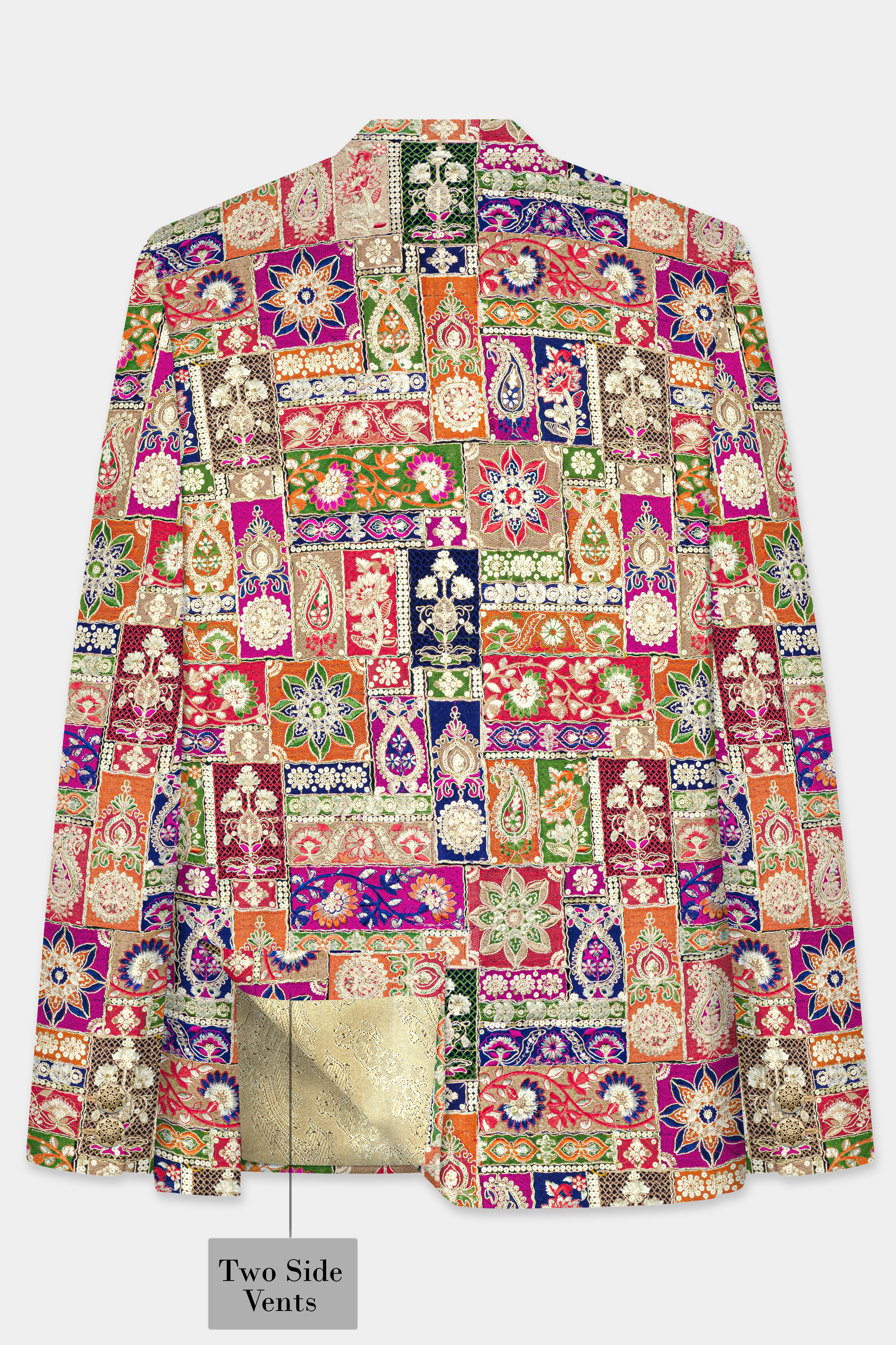 Multicolor Sequin and Heavy Embroidered Thread Work Cross Placket Bandhgala Jodhpuri