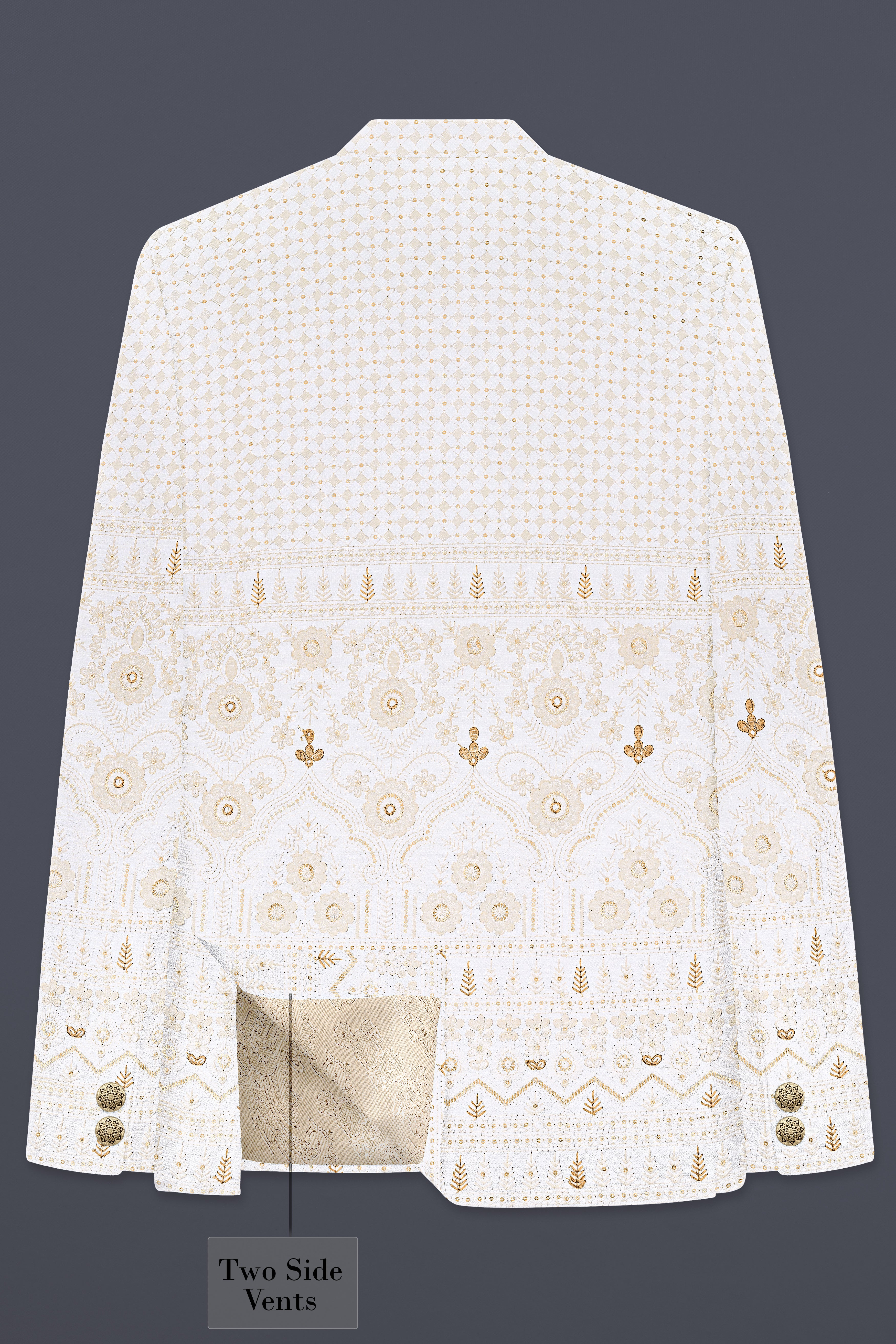 Cerammic Off White Lucknowi Sequins Embroidered Bandhgala Jodhpuri