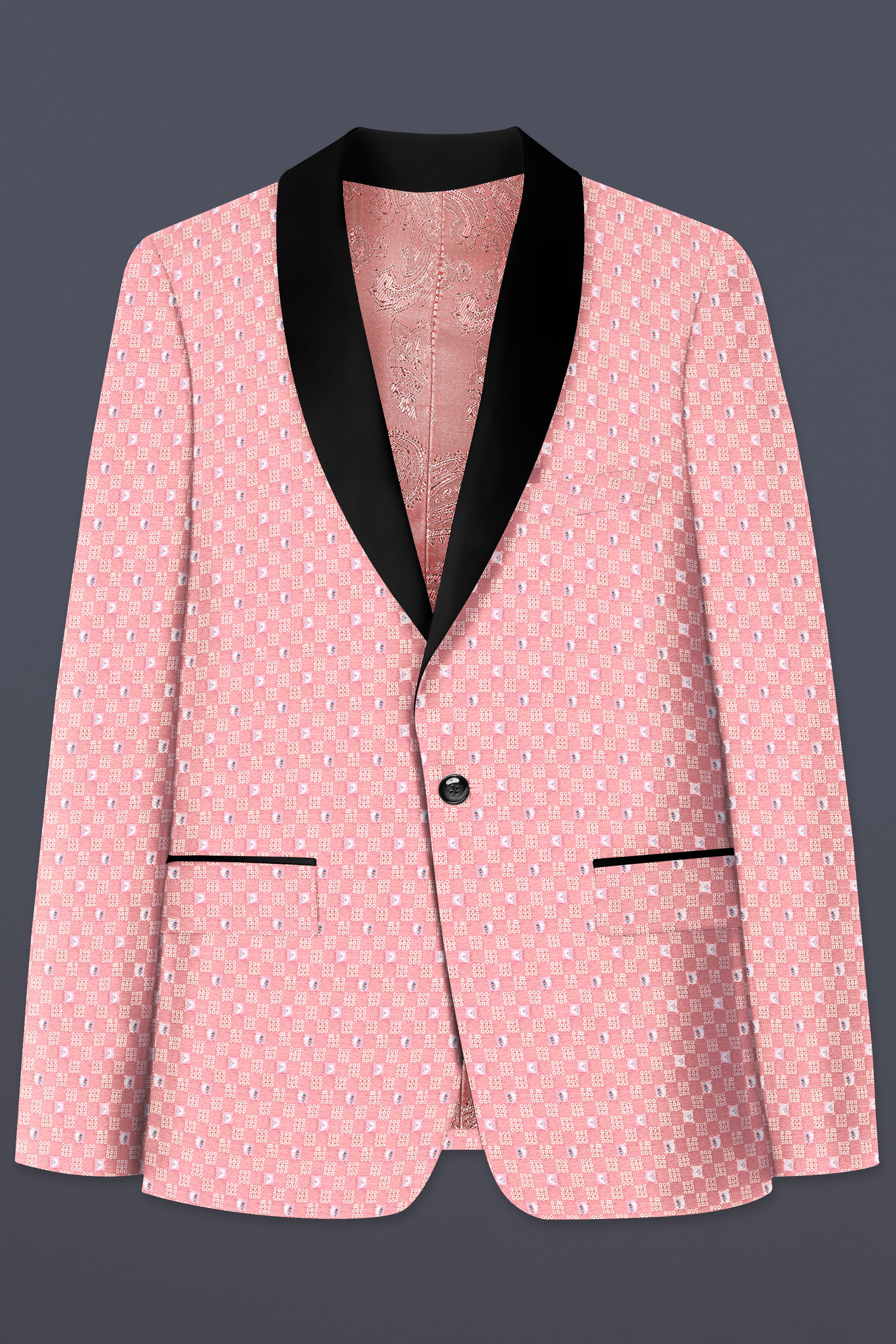 Turkish Pink Embroidered Tuxedo Blazer