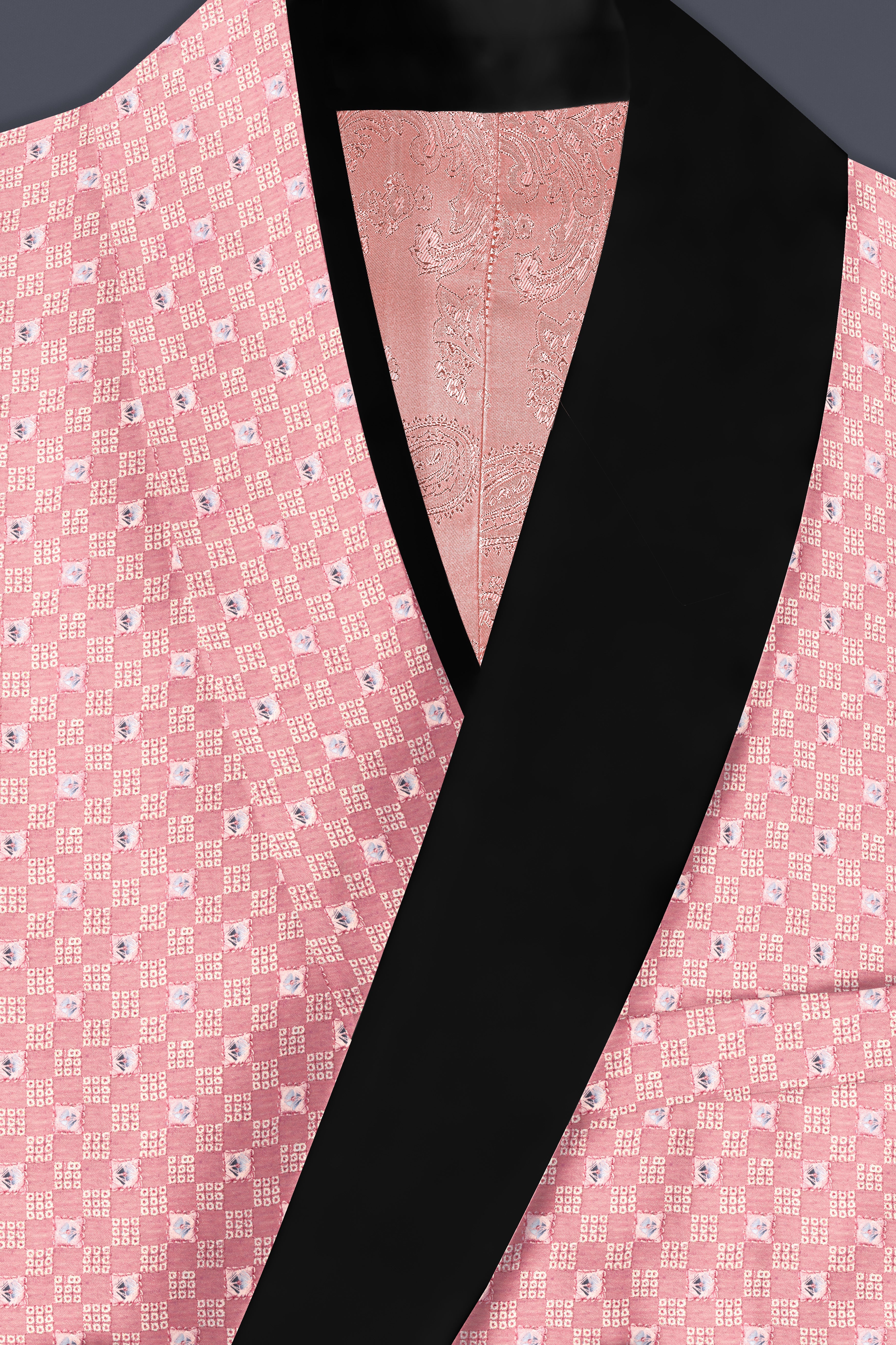 Turkish Pink Embroidered Tuxedo Blazer