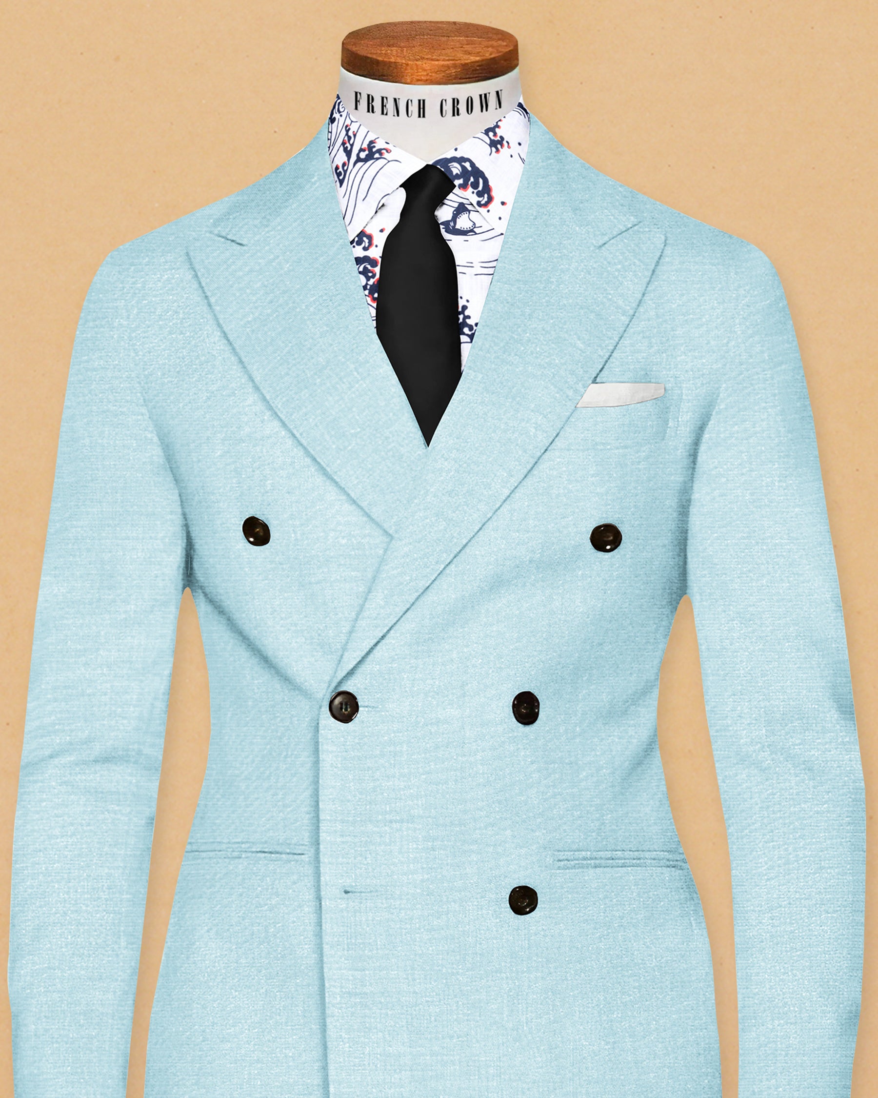 sky Double Breasted Cotton Blazer