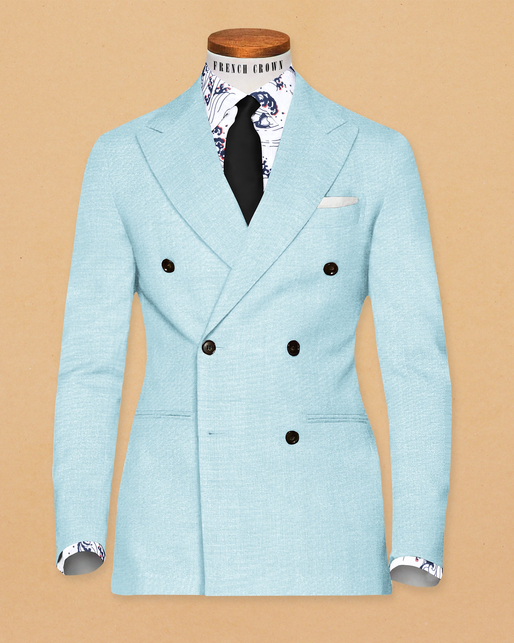 sky Double Breasted Cotton Blazer