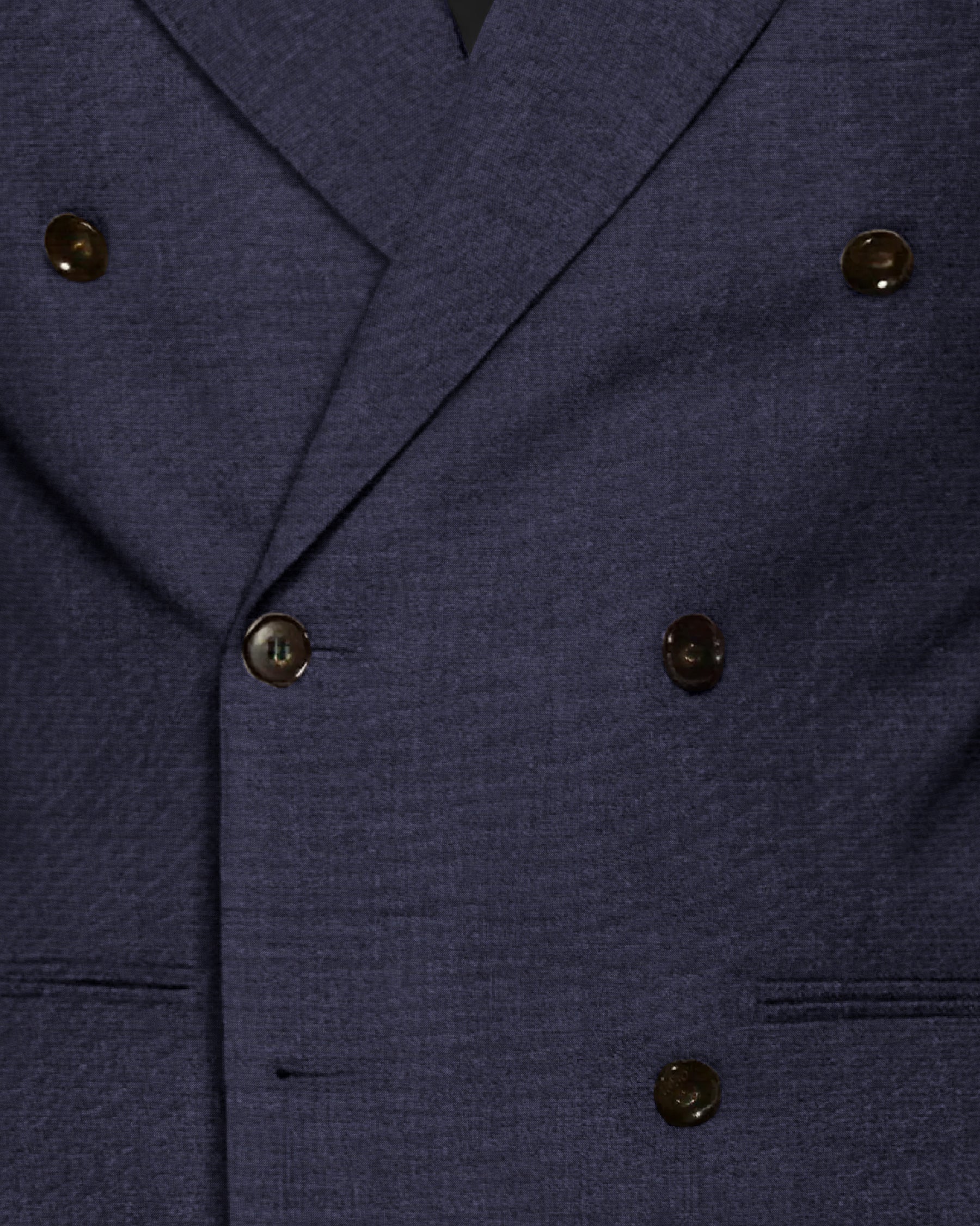 Navy Wool Blend Double Breasted Blazer
