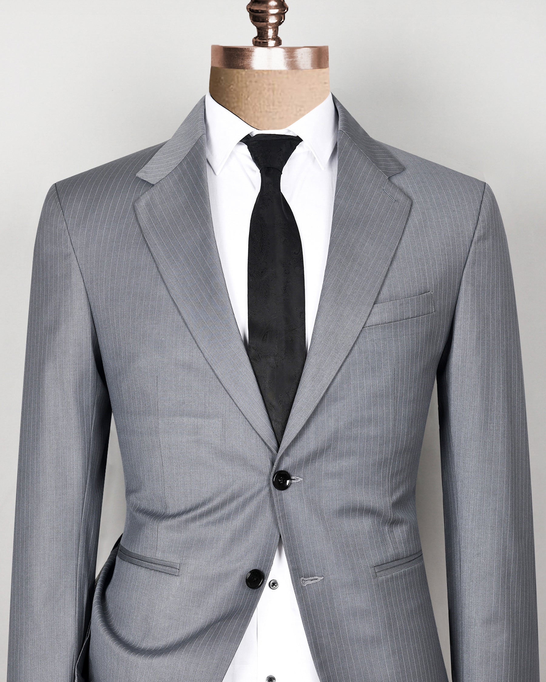 Hemsworth Metal Grey Striped Wool blend Blazer BL507SB-38, BL507SB-46, BL507SB-42, BL507SB-56, BL507SB-36, BL507SB-40, BL507SB-44, BL507SB-50, BL507SB-48, BL507SB-60, BL507SB-54, BL507SB-52, BL507SB-58