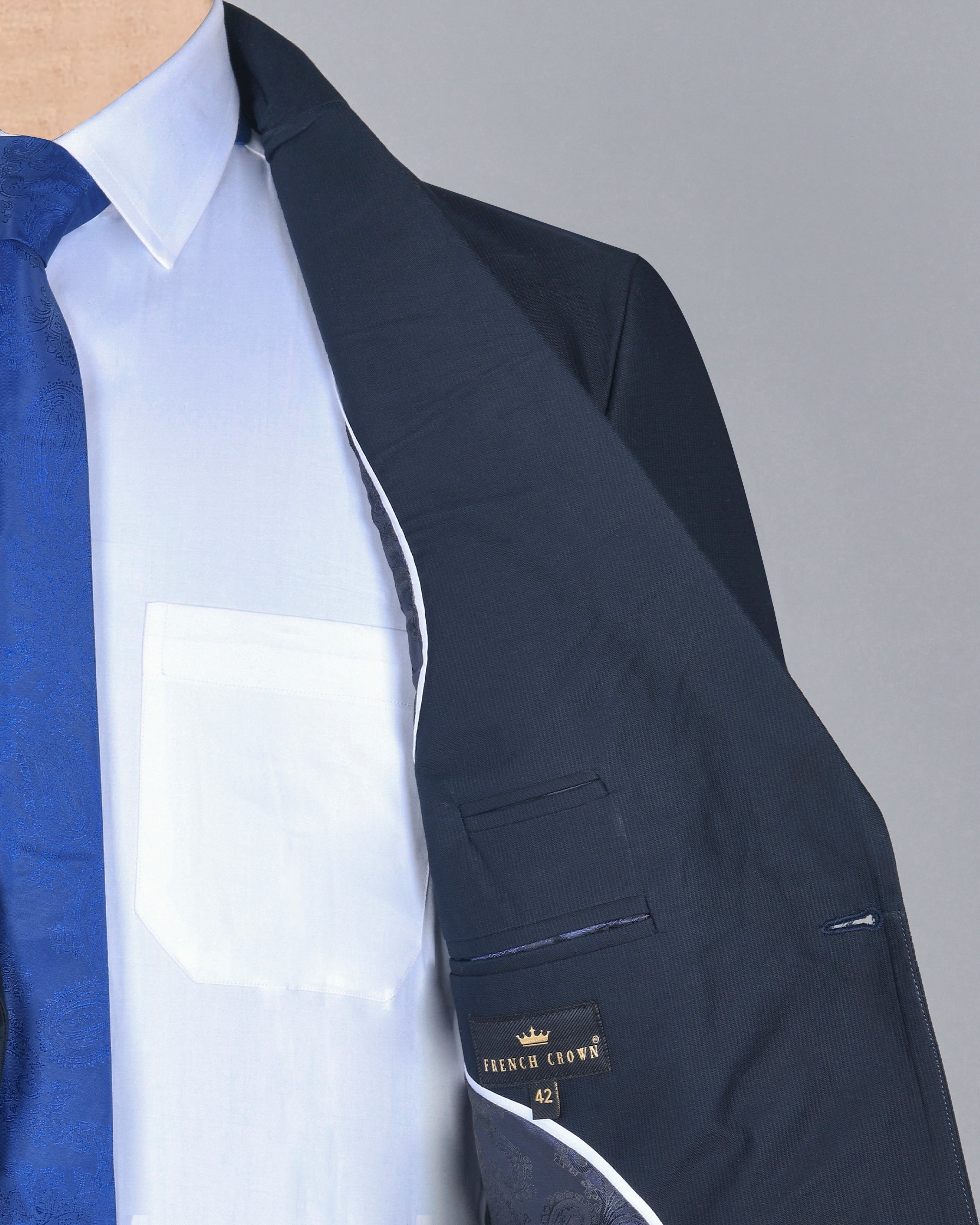 Navy Subtle Pinstriped Premium Cotton Sport Blazer