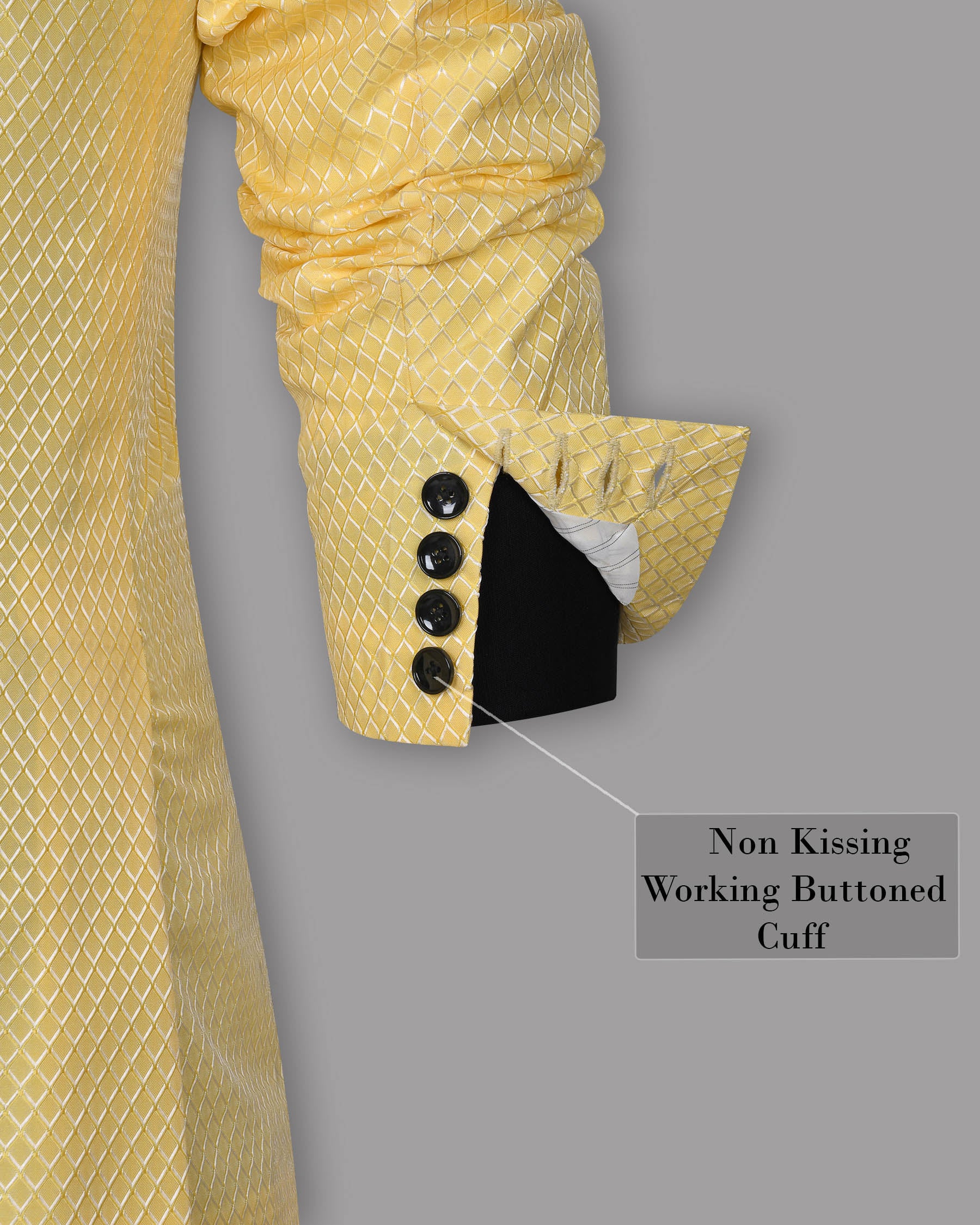 Butter Yellow Jacquard Textured Designer Blazer