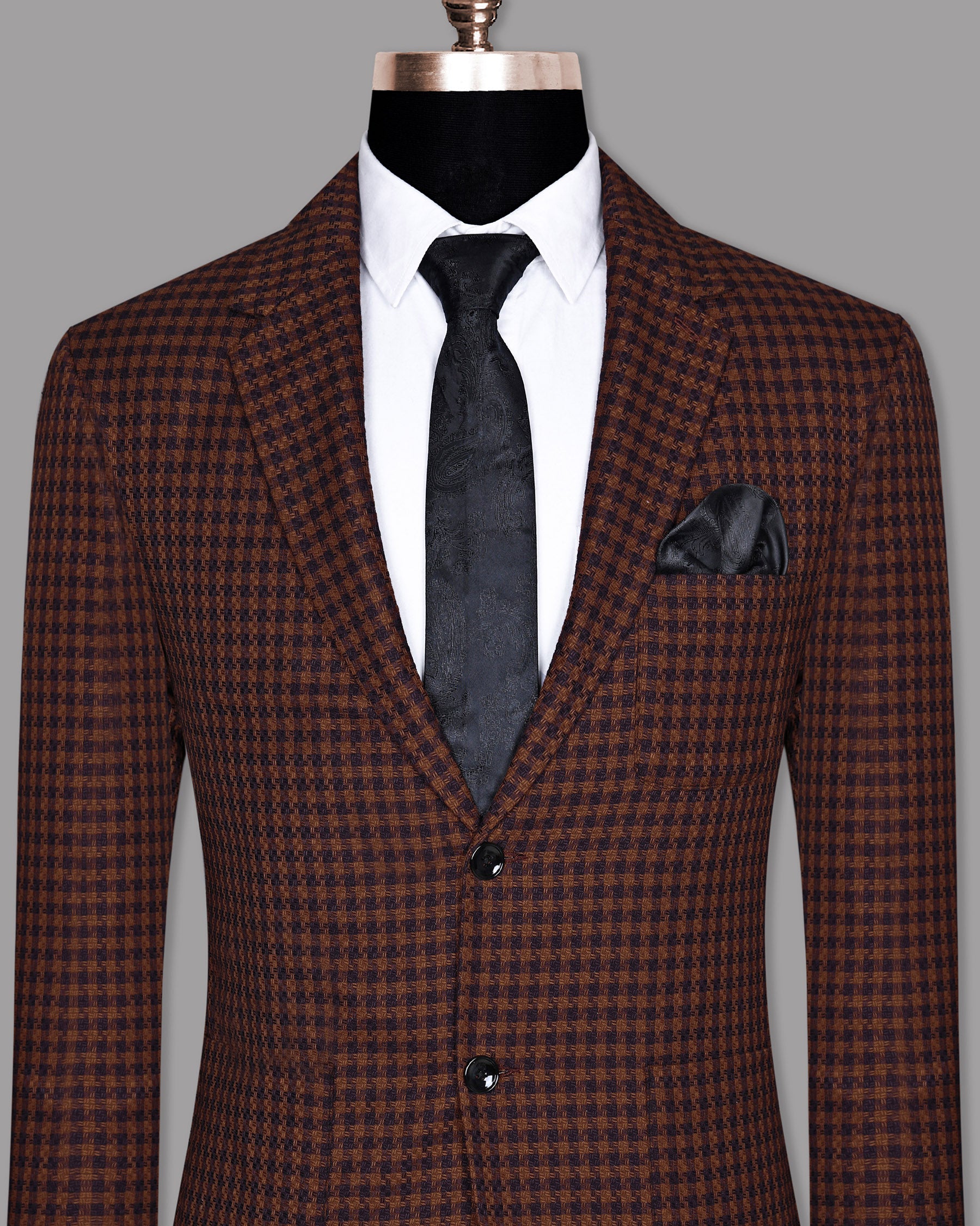 Brown with Navy Tweed Wool Tweed Blazer BL683SB-56, BL683SB-46, BL683SB-52, BL683SB-54, BL683SB-36, BL683SB-38, BL683SB-40, BL683SB-44, BL683SB-48, BL683SB-42, BL683SB-50, BL683SB-58, BL683SB-60