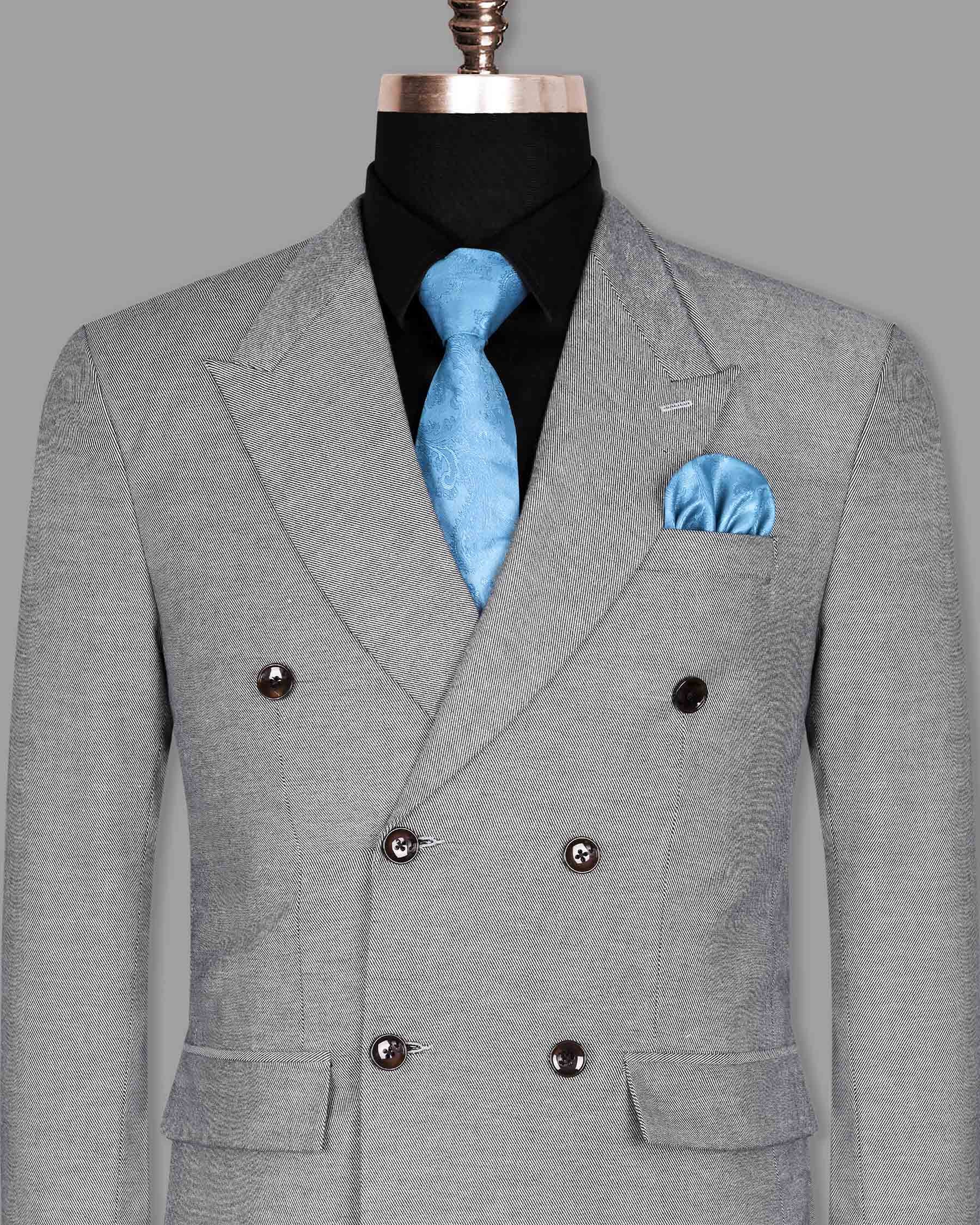 Light Grey Premium Cotton Double Breasted Blazer BL964-DB-60, BL964-DB-48, BL964-DB-50, BL964-DB-54, BL964-DB-56, BL964-DB-58, BL964-DB-38, BL964-DB-52, BL964-DB-46, BL964-DB-36, BL964-DB-42, BL964-DB-40, BL964-DB-44