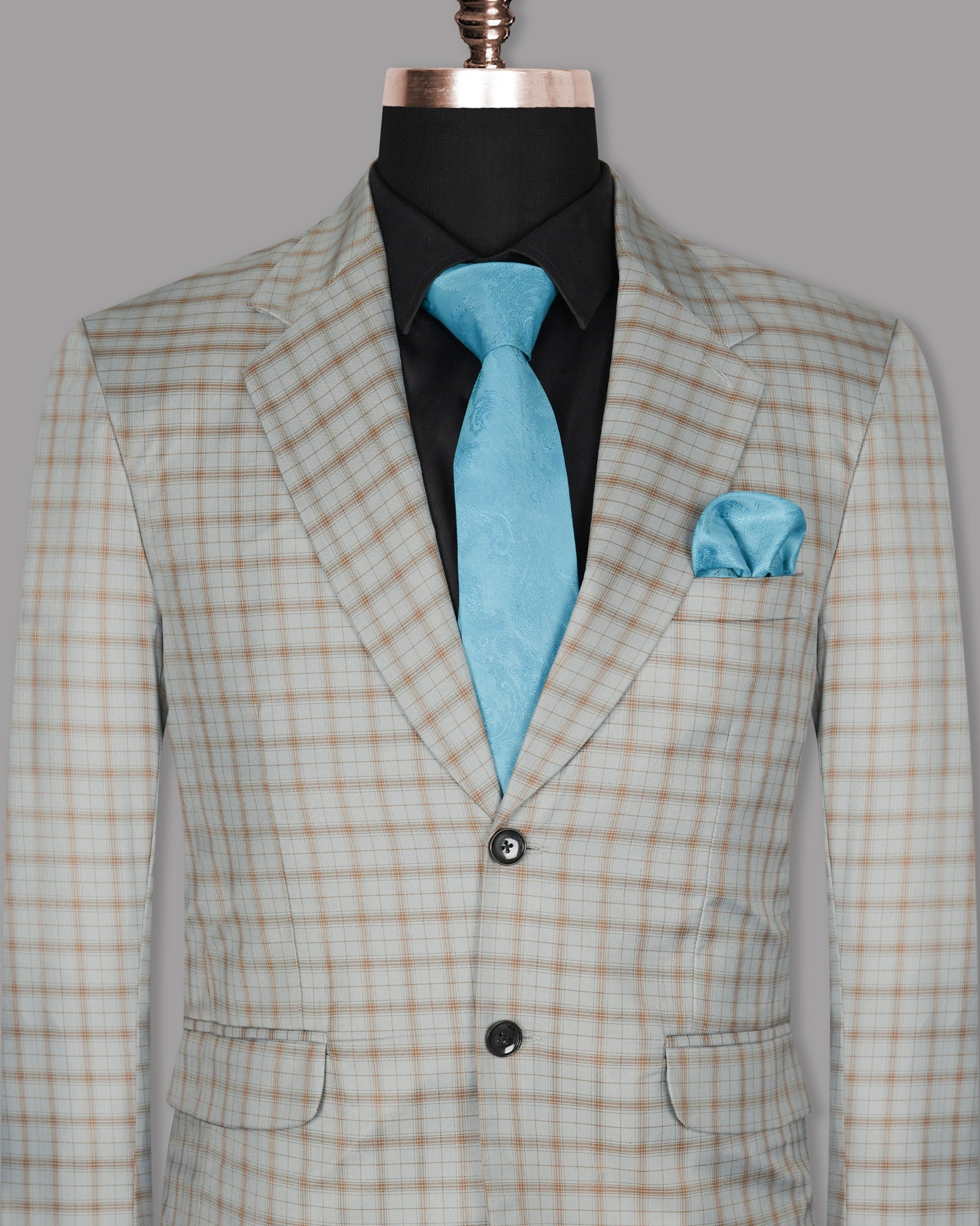 Trout Grey Checked Wool Rich Blazer BL967-SB-44, BL967-SB-46, BL967-SB-48, BL967-SB-56, BL967-SB-36, BL967-SB-38, BL967-SB-40, BL967-SB-42, BL967-SB-58, BL967-SB-60, BL967-SB-50, BL967-SB-52, BL967-SB-54