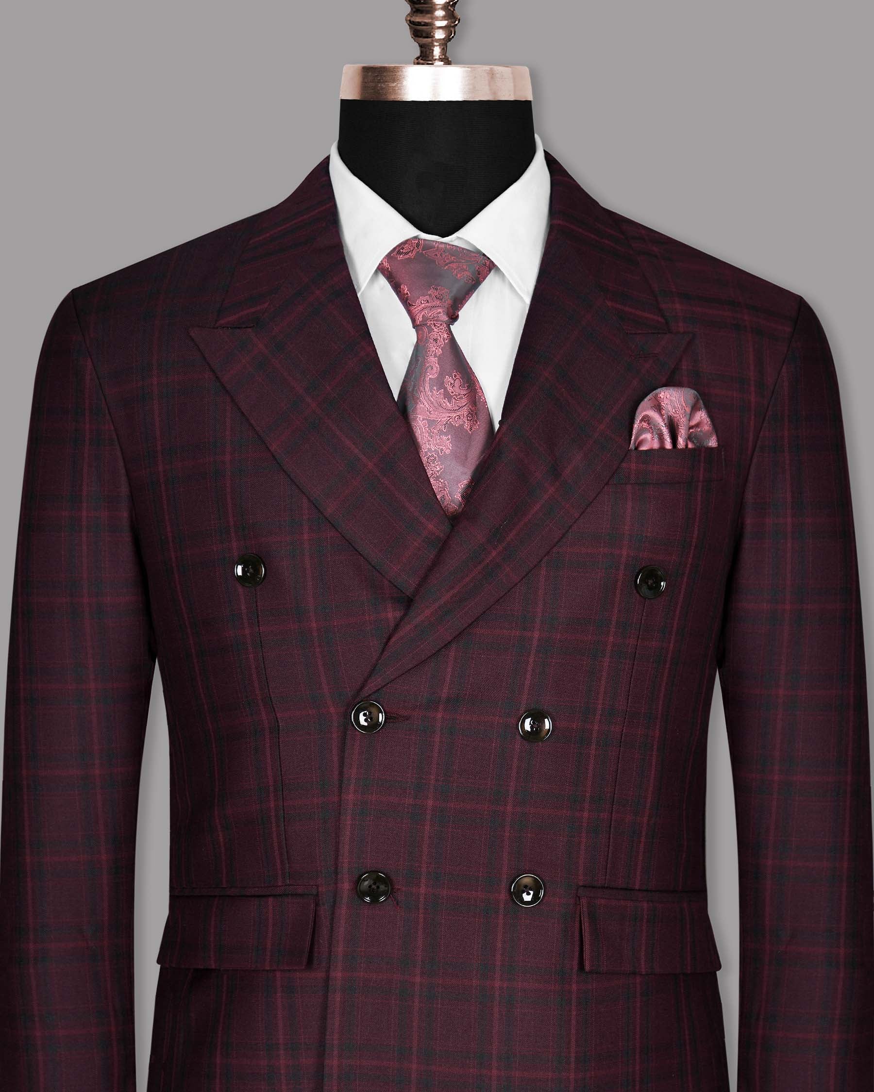 Bulgarian Rose Plaid Double Breasted Blazer BL984-DB-38, BL984-DB-48, BL984-DB-56, BL984-DB-44, BL984-DB-46, BL984-DB-54, BL984-DB-36, BL984-DB-40, BL984-DB-42, BL984-DB-52, BL984-DB-58, BL984-DB-60, BL984-DB-50