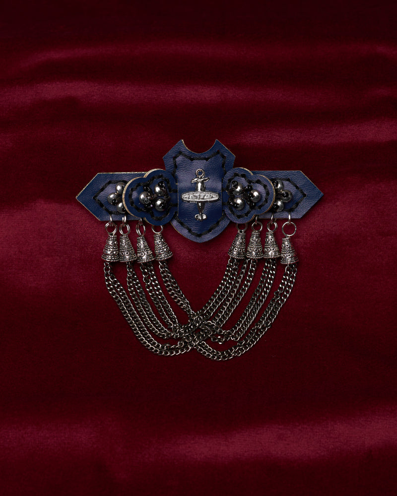 Hand Crafted Leather Brooch With Oxidized Adams BR005