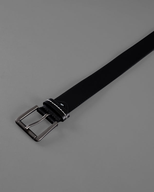 Jade Black with Metallic Buckle Leather FreeLightweight Handcrafted Belt BT102-28, BT102-30, BT102-32, BT102-34, BT102-36, BT102-38