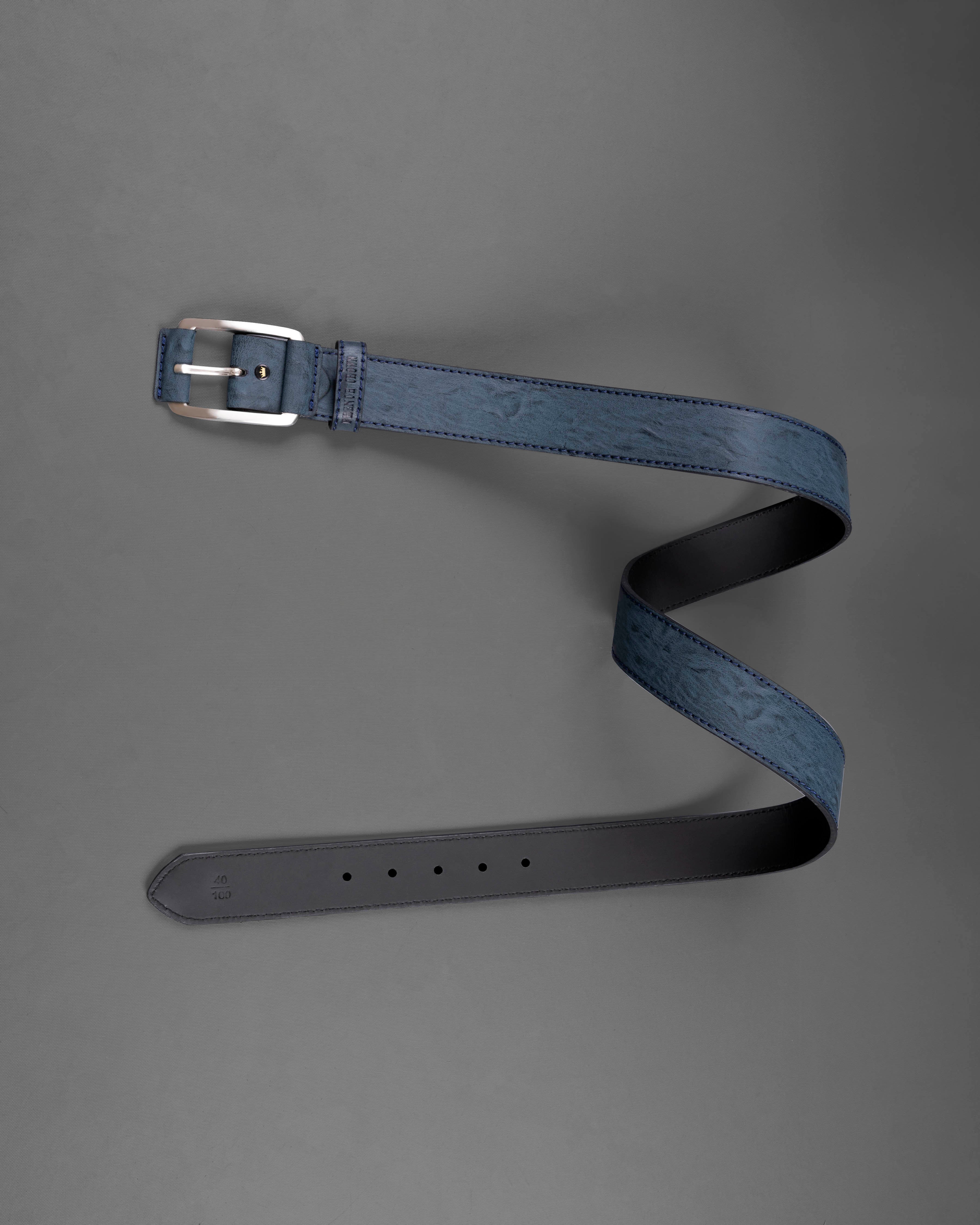 Blue with Metallic Buckle Leather Free Lightweight Handcrafted Belt BT104-28, BT104-30, BT104-32, BT104-34, BT104-36, BT104-38