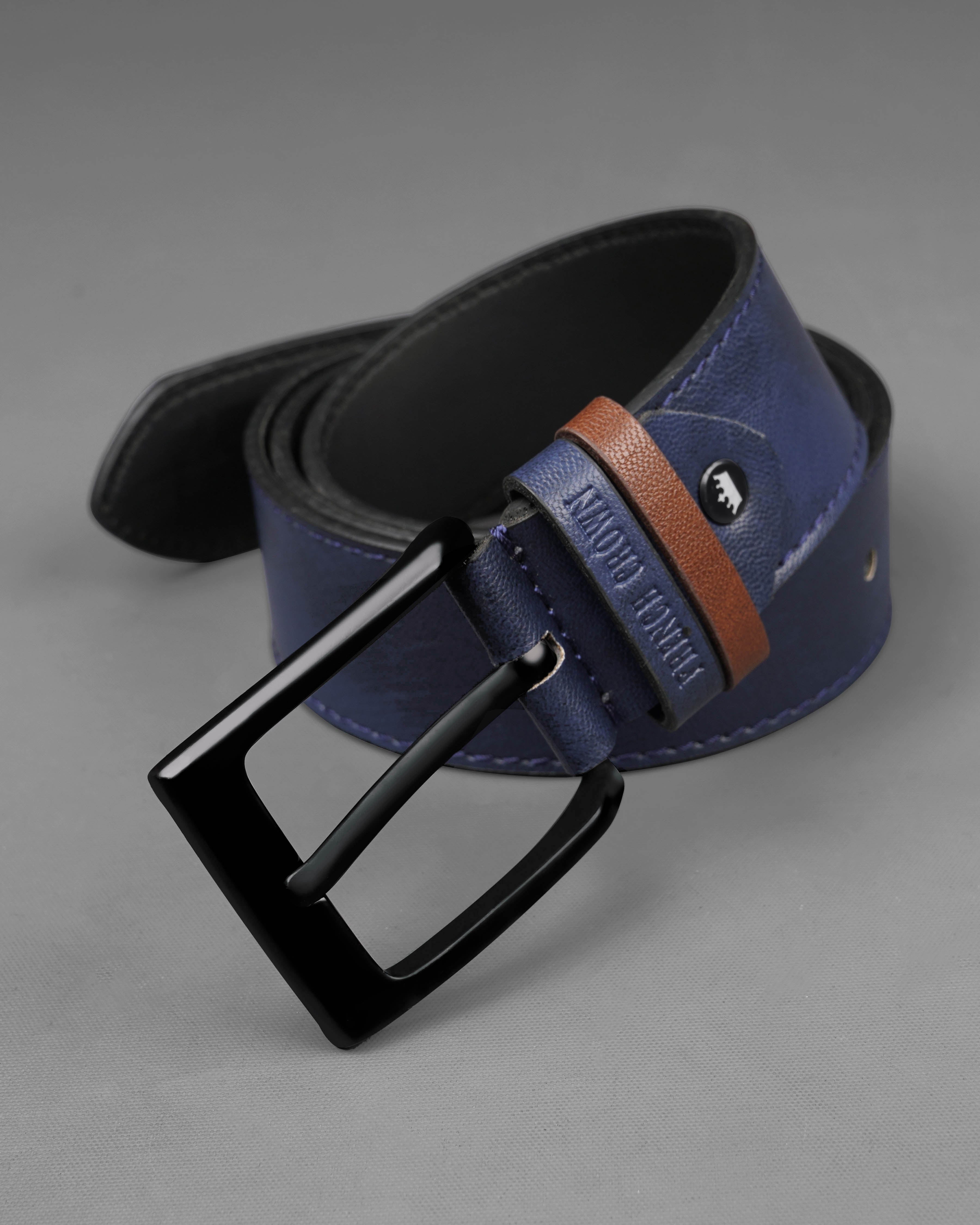 Blue with Black Buckle Leather Free Lightweight Handcrafted Belt BT106-28, BT106-30, BT106-32, BT106-34, BT106-36, BT106-38