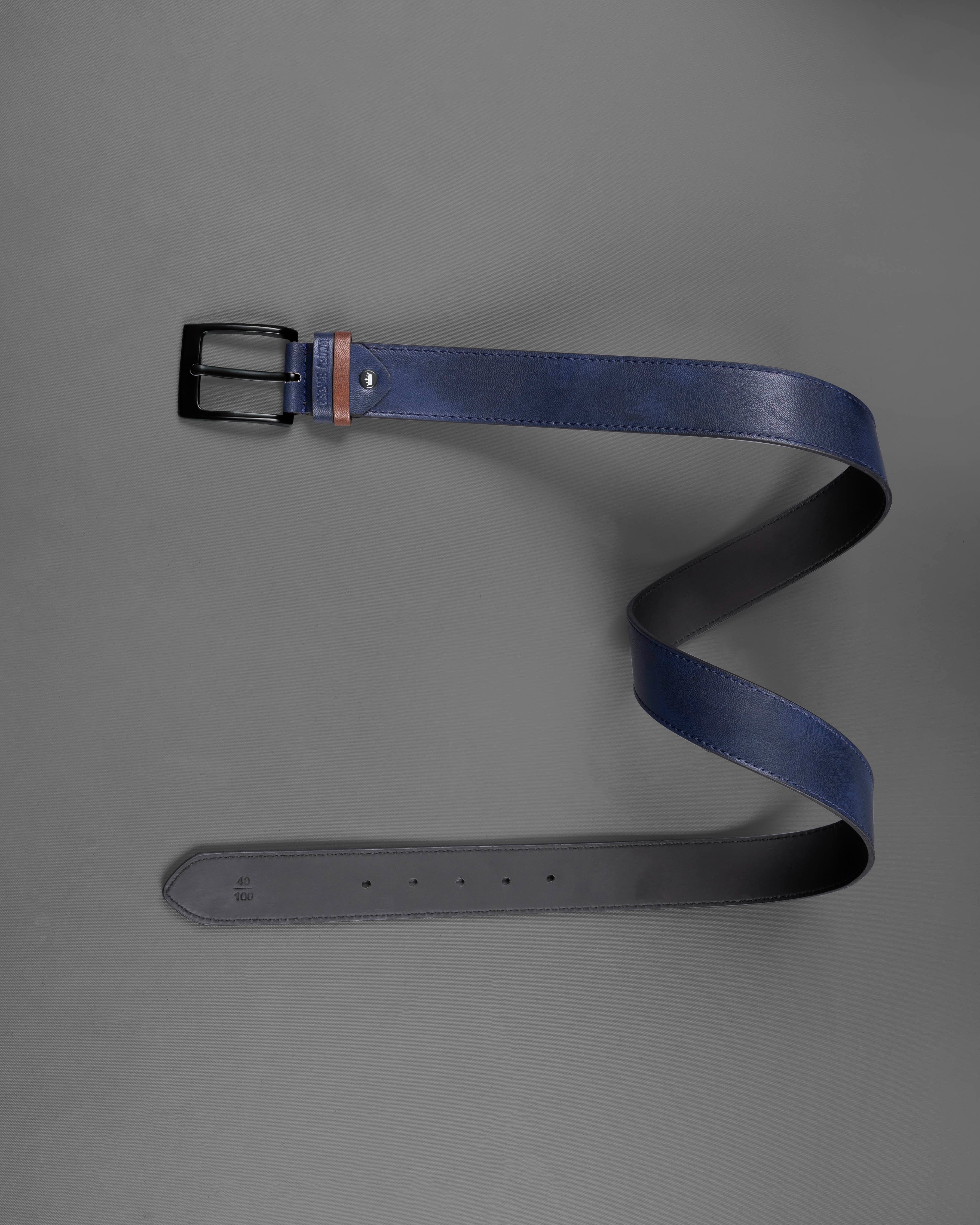 Blue with Black Buckle Leather Free Lightweight Handcrafted Belt BT106-28, BT106-30, BT106-32, BT106-34, BT106-36, BT106-38