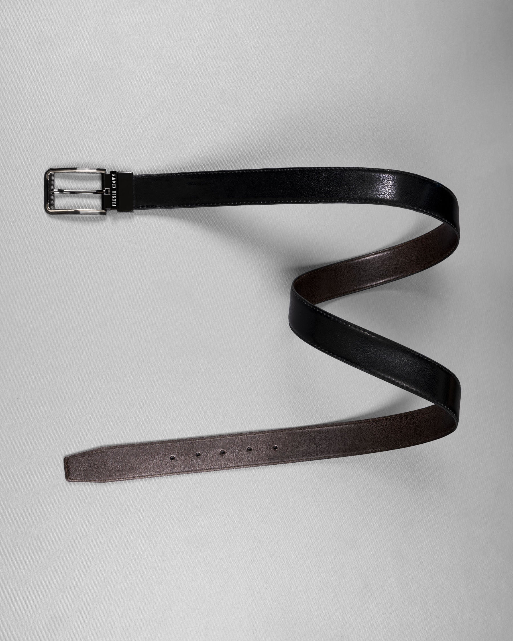 Glossy grey with Silver Buckle Reversible jade Black and Brown Vegan Leather Handcrafted Belt BT032-28, BT032-30, BT032-32, BT032-34, BT032-36, BT032-38