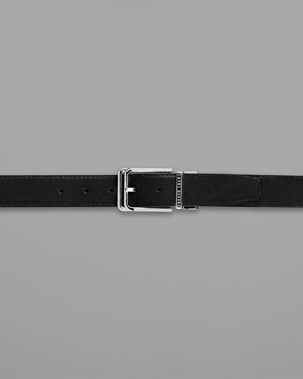 Silver buckled Reversible jade Black and Brown Vegan Leather Handcrafted Belt BT046-28, BT046-30, BT046-32, BT046-34, BT046-36, BT046-38