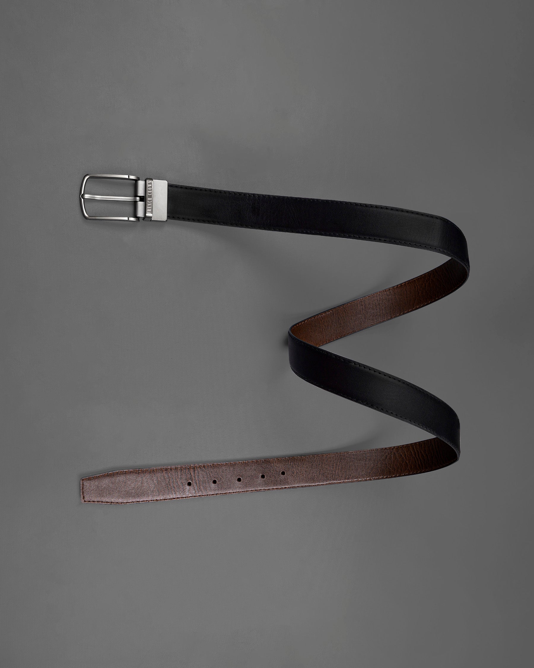 Silver Metallic Buckle Glossy Finish with Jade Black and Brown Leather Free Handcrafted Reversible Belt BT055-28, BT055-30, BT055-32, BT055-34, BT055-36, BT055-38 