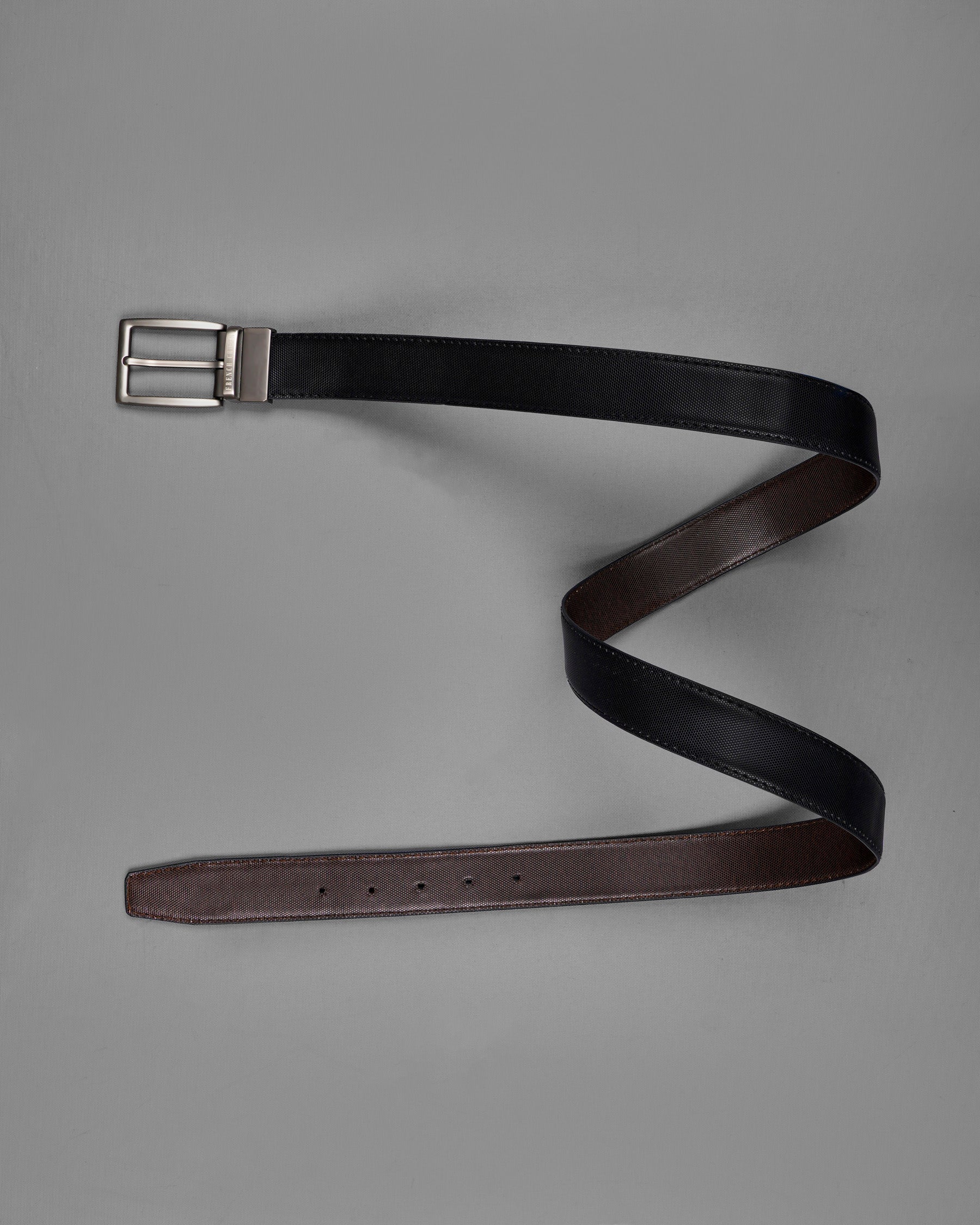 Silver Buckle with Jade Black and Brown Leather Free Handcrafted Reversible Belt