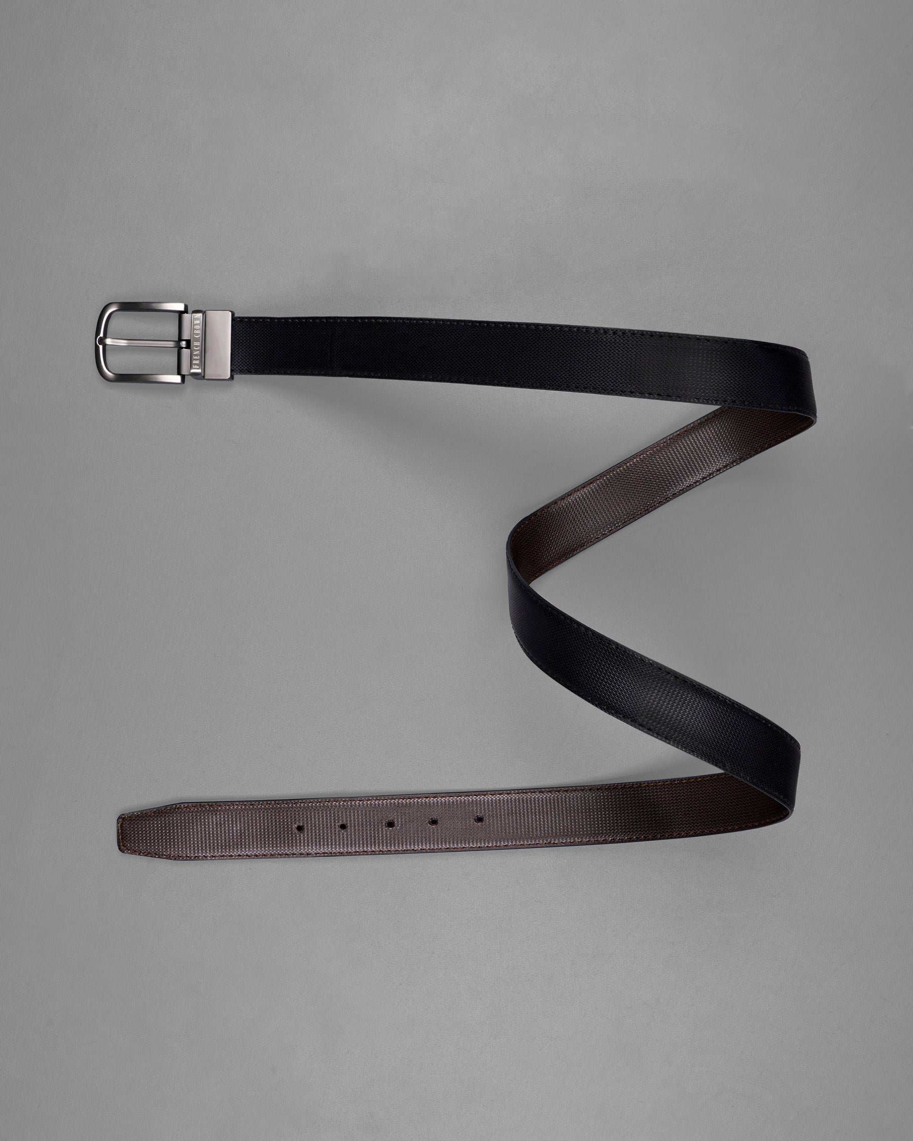 Silver Metallic Buckle Glossy Finish with Jade Black and Brown Leather Free Handcrafted Reversible Belt BT055-28, BT055-30, BT055-32, BT055-34, BT055-36, BT055-38 
