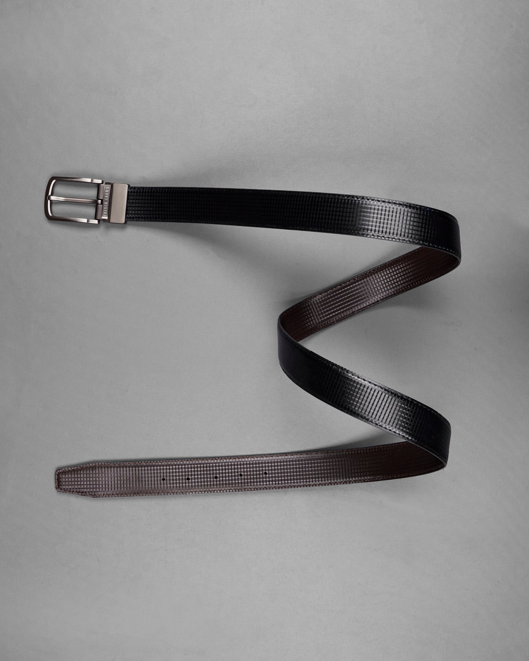 Silver Metallic Buckle Glossy Finish with Jade Black and Brown Leather Free Handcrafted Reversible Belt BT059-28, BT059-30, BT059-32, BT059-34, BT059-36, BT059-38