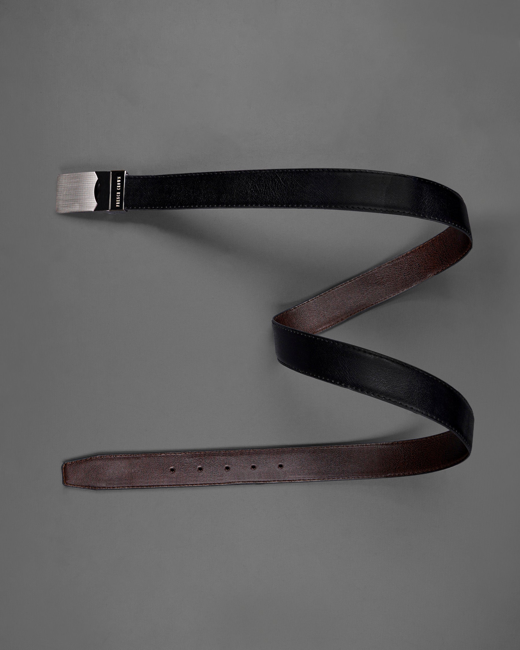 Golden and Black Box Buckle with Jade Black and Brown Leather Free Handcrafted Reversible Belt BT065-28, BT065-30, BT065-32, BT065-34, BT065-36, BT065-38