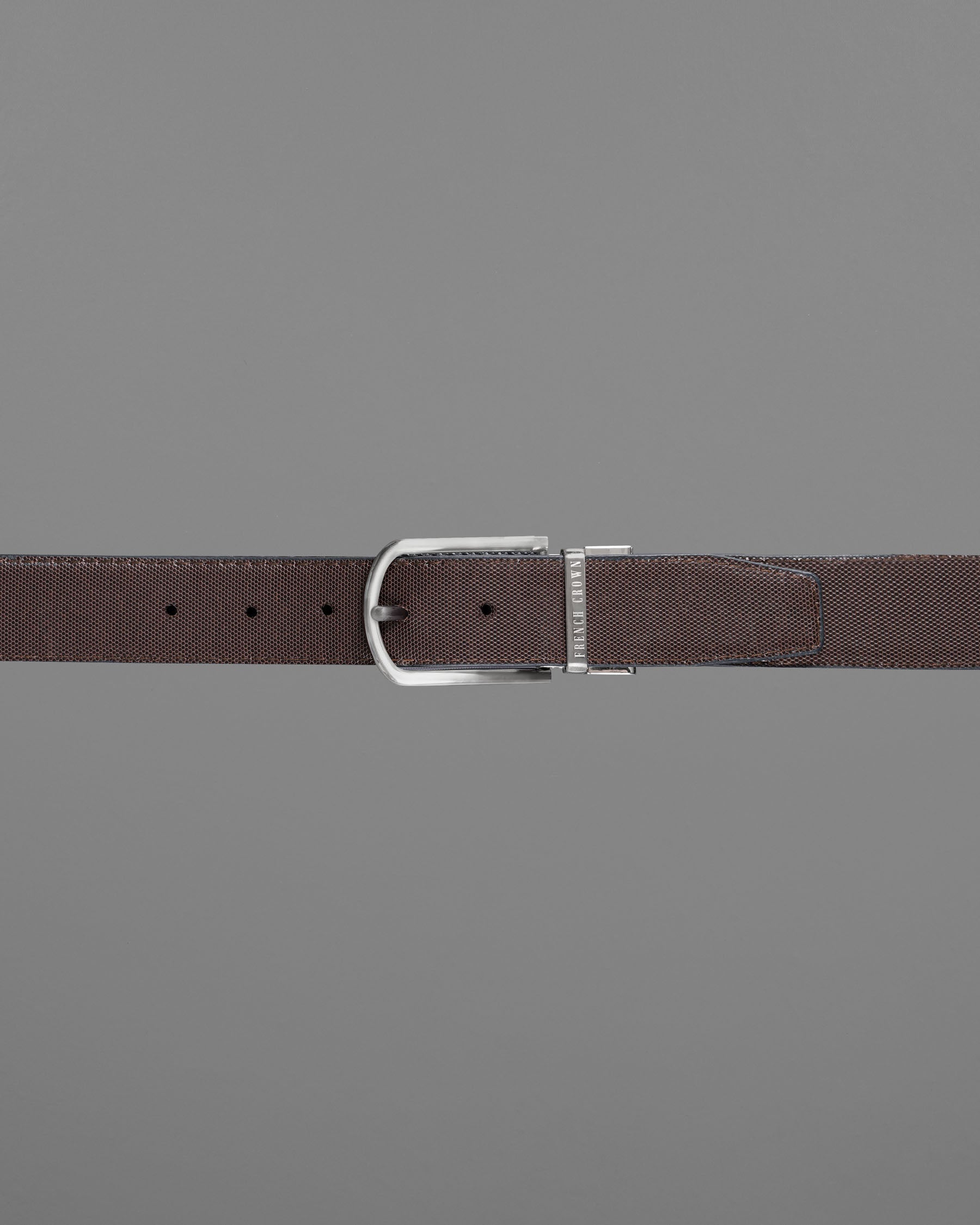 Silver Metallic Buckle with Jade Black and Brown Leather Free Handcrafted Reversible Belt