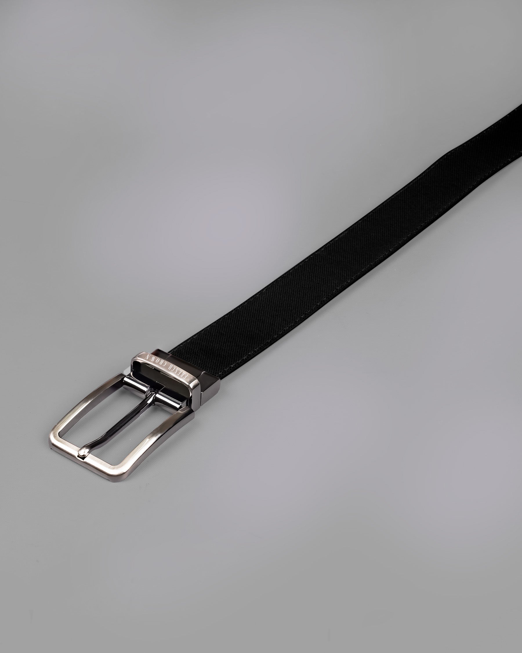 Silver Metallic Shiny Buckle with Jade Black and Brown Leather Free Handcrafted Reversible Belt
