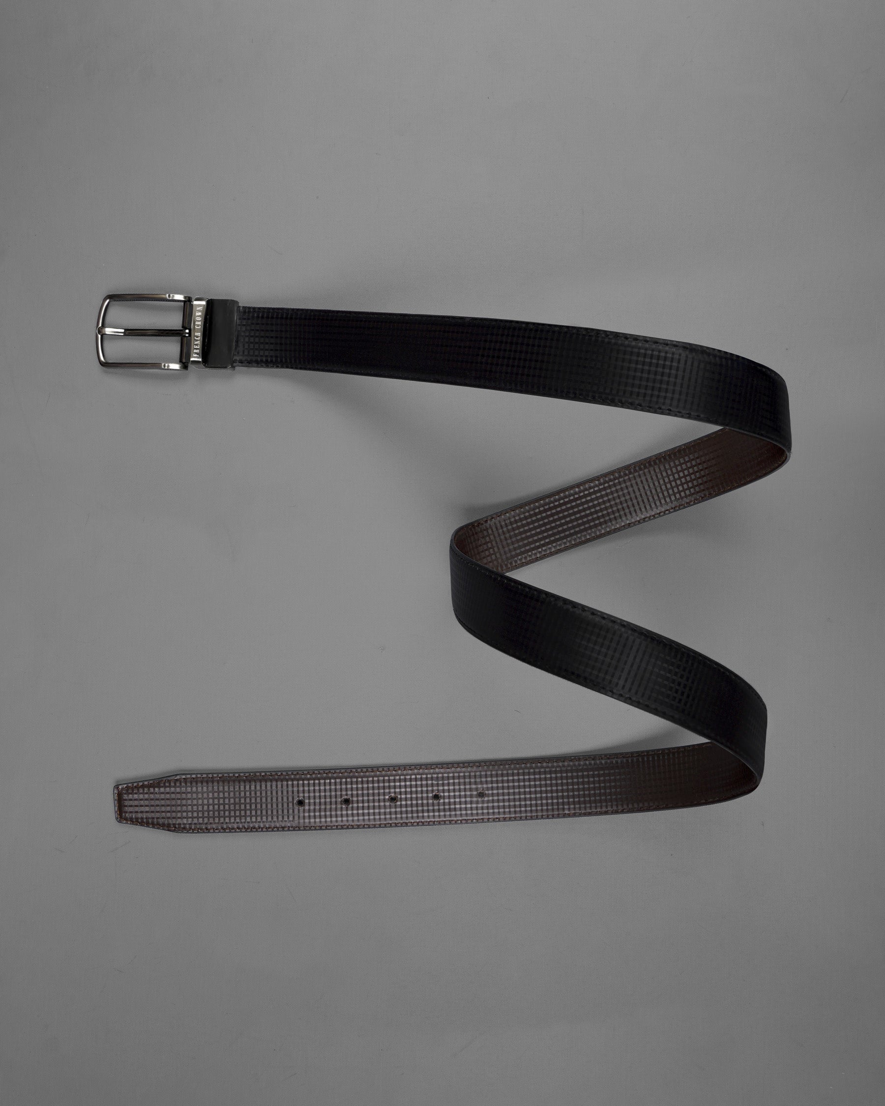 Silver Metallic Shiny Buckle with Matt Finish Jade Black and Brown Leather Free Handcrafted Reversible Belt BT079-28, BT079-30, BT079-32, BT079-34, BT079-36, BT079-38