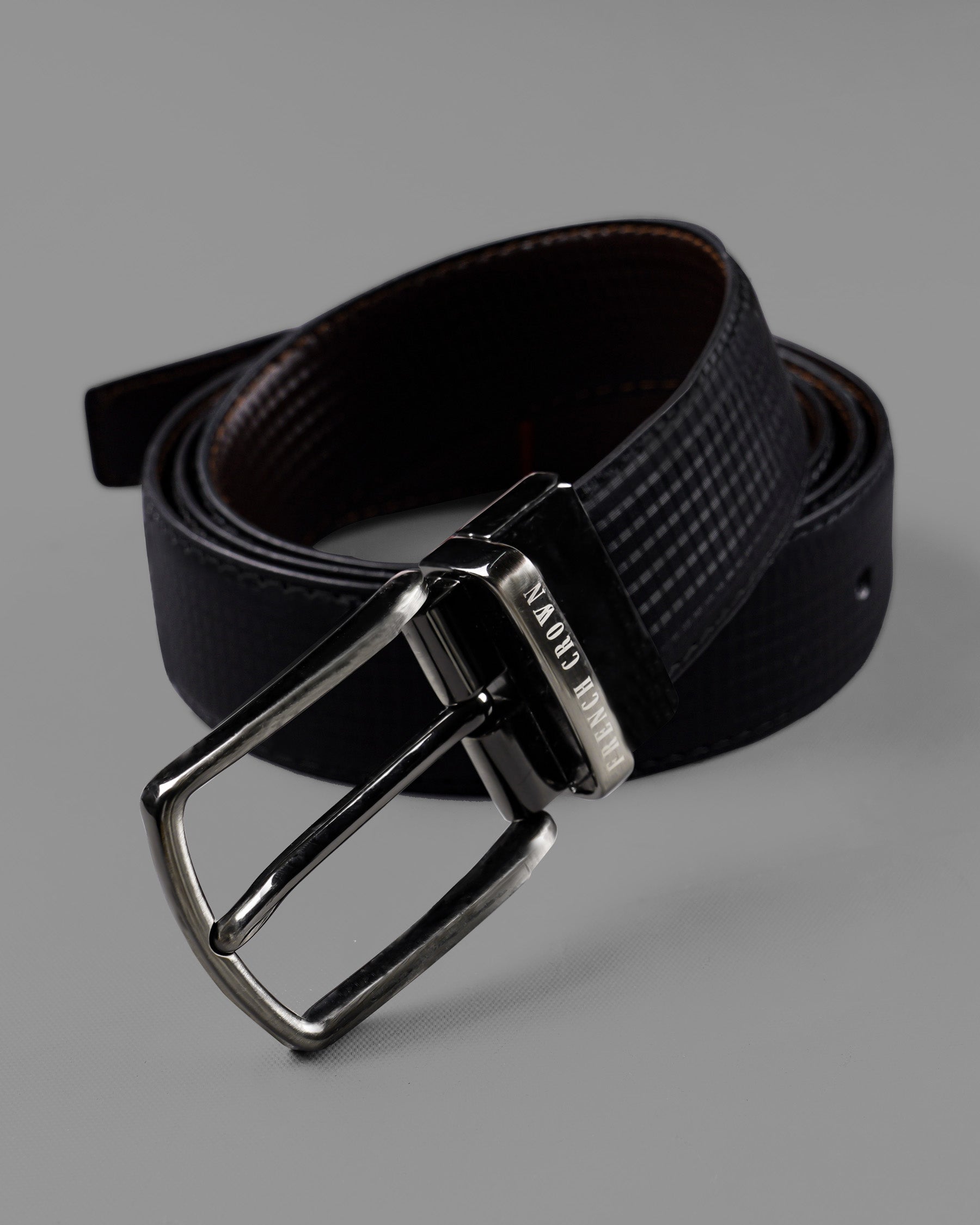 Silver Metallic Shiny Buckle with Matt Finish Jade Black and Brown Leather Free Handcrafted Reversible Belt BT079-28, BT079-30, BT079-32, BT079-34, BT079-36, BT079-38