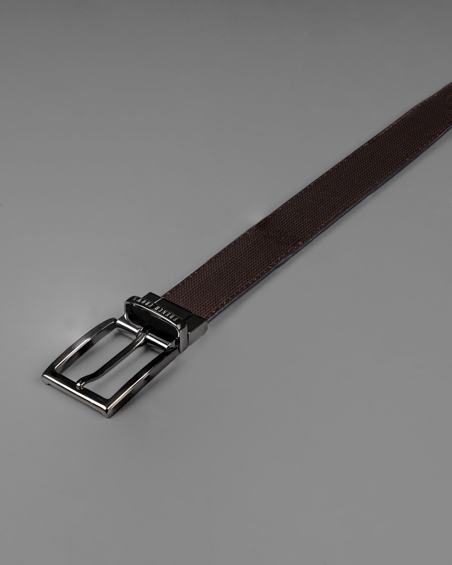 Metallic Gray Buckle with Jade Black and Light Brown Leather Free Handcrafted Reversible Belt BT084-28, BT084-30, BT084-32, BT084-34, BT084-36, BT084-38