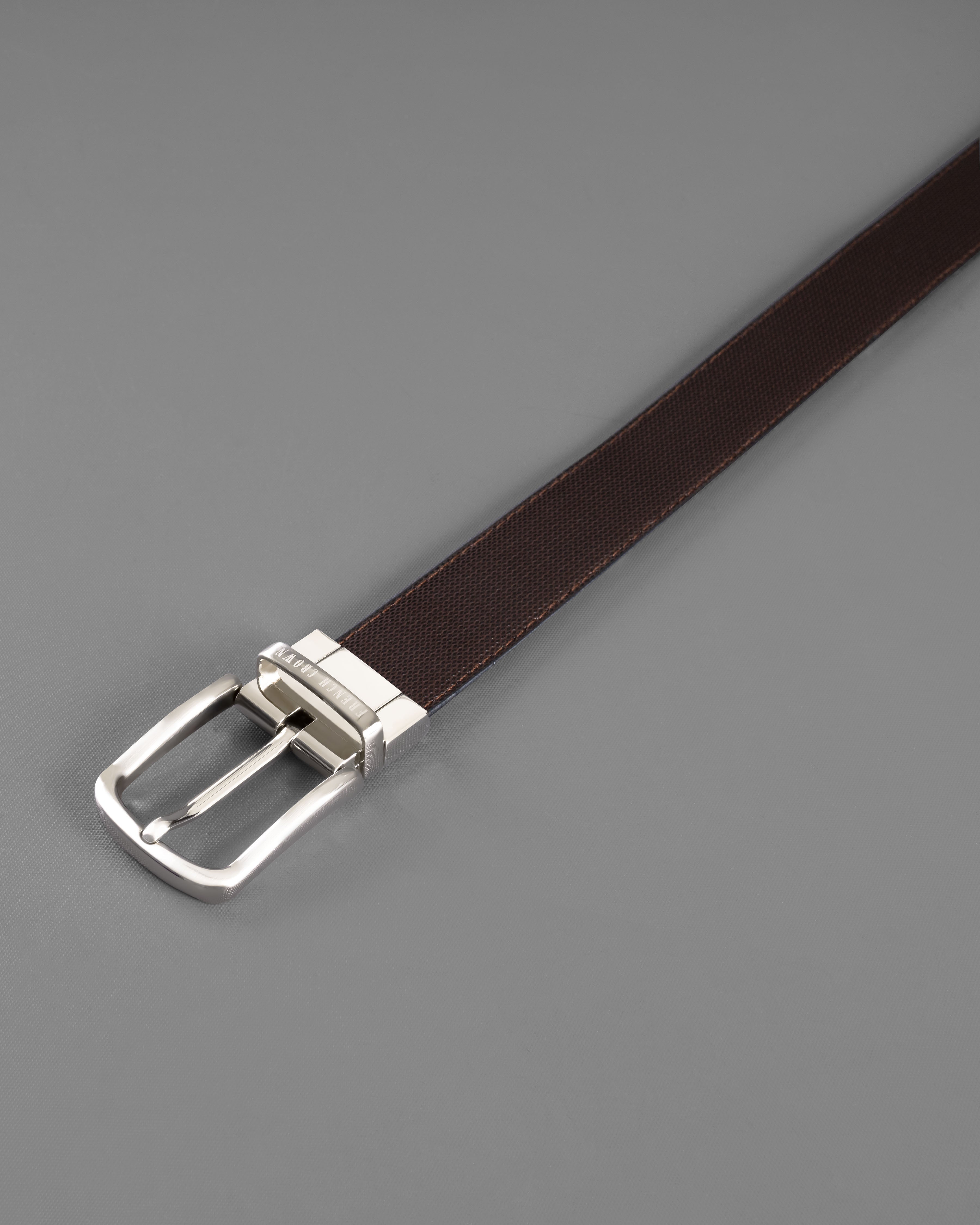 Silver Shiny Buckle With Jade Black and Brown  Leather Free Handcrafted Reversible Belt BT096-28, BT096-30, BT096-32, BT096-34, BT096-36, BT096-38