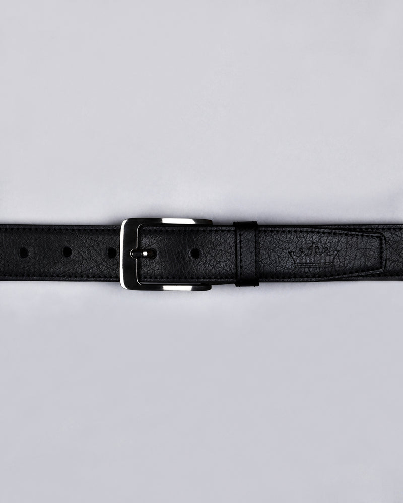 Jade Black Slight Textured Vegan Leather Handcrafted Belt BT15-32, BT15-34, BT15-36, BT15-28, BT15-30, BT15-38