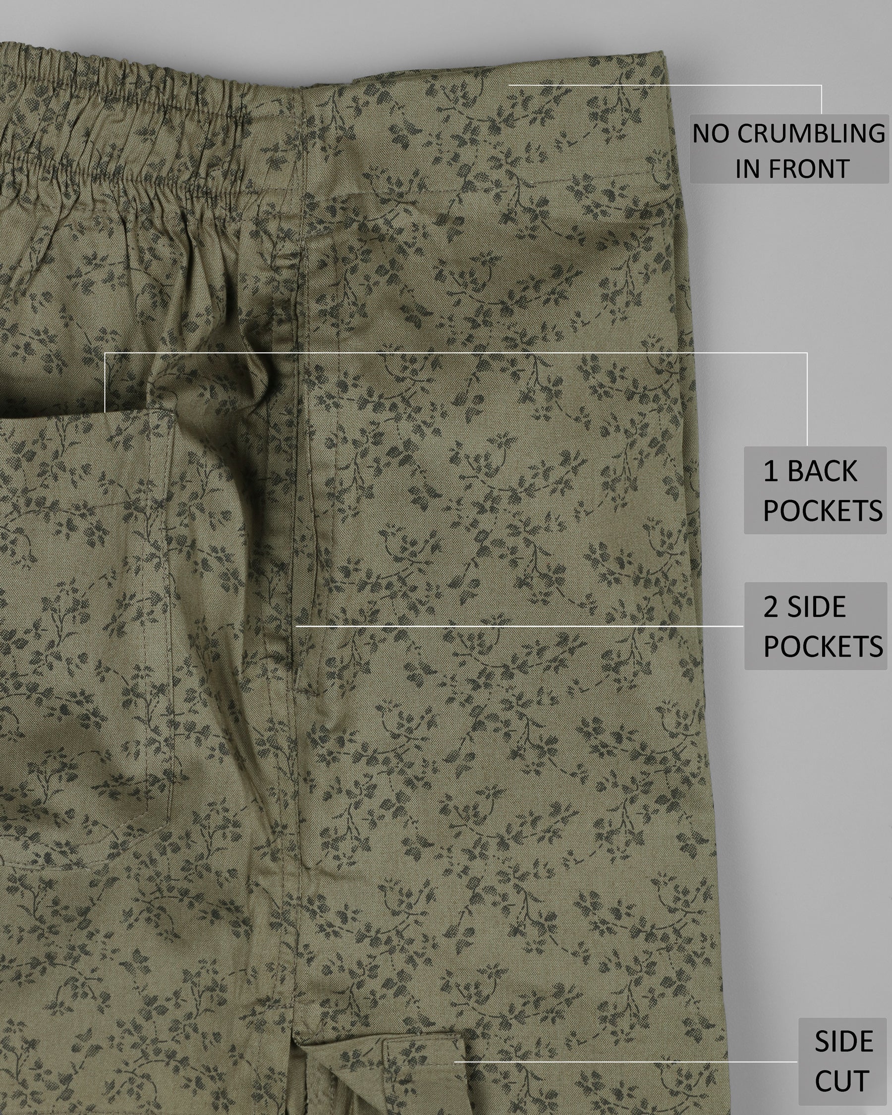 Flax Smoke Green Printed Oxford Boxers BX330-02-28, BX330-02-30, BX330-02-32, BX330-02-34, BX330-02-36, BX330-02-38, BX330-02-40, BX330-02-42, BX330-02-44