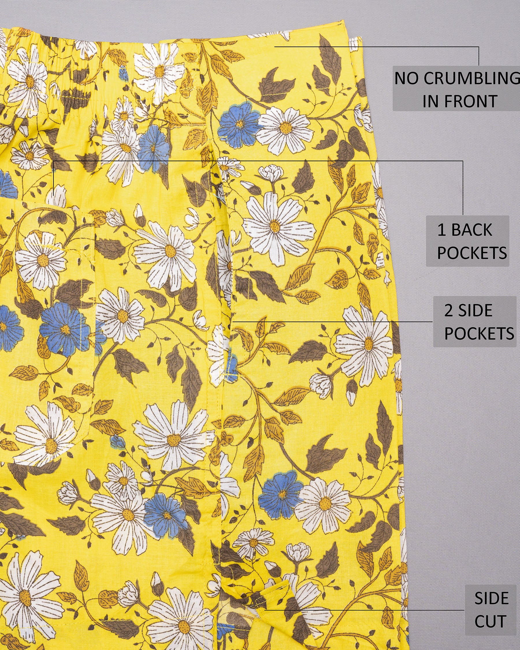 Gorse Yellow Flowers Printed and Cupid Printed Premium Cotton Boxers BX385-28, BX385-30, BX385-32, BX385-34, BX385-36, BX385-38, BX385-40, BX385-42, BX385-44