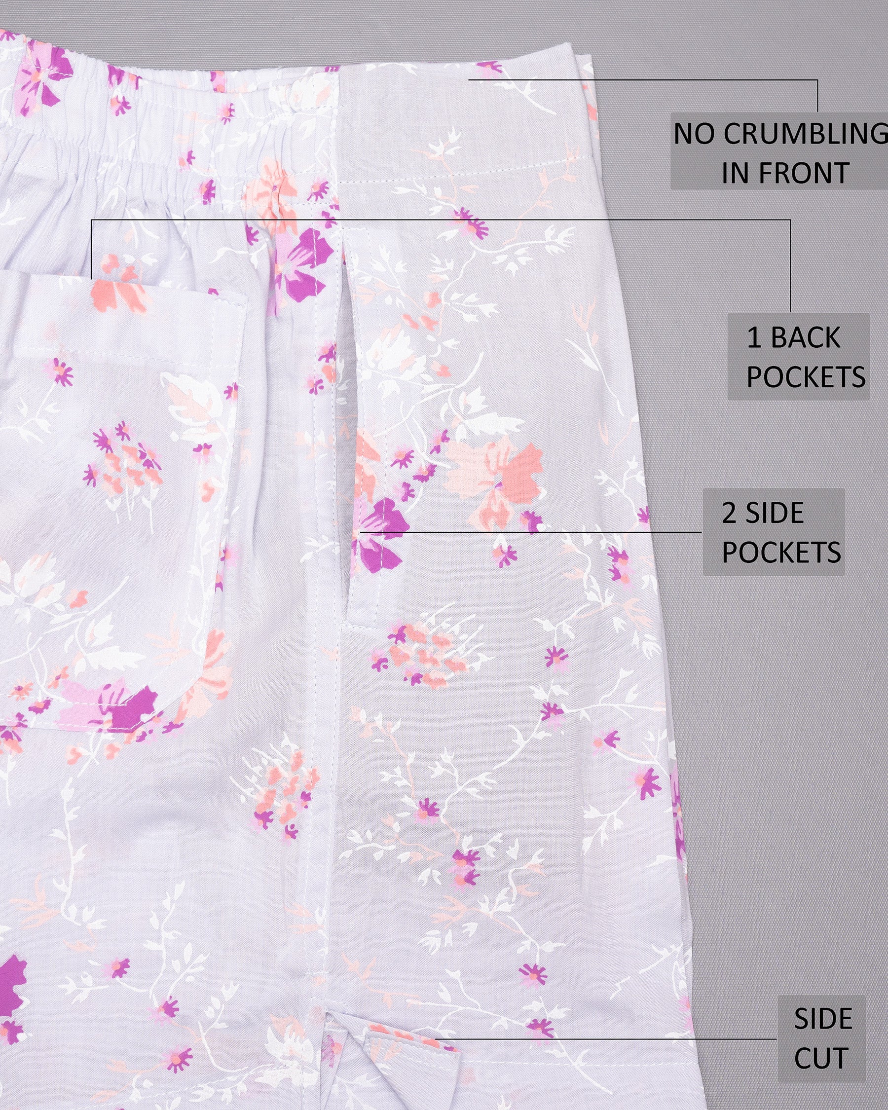 Snuff Orchid Light Grey Printed Tencel Boxers BX386-01-28, BX386-01-30, BX386-01-32, BX386-01-34, BX386-01-36, BX386-01-38, BX386-01-40, BX386-01-42, BX386-01-44
