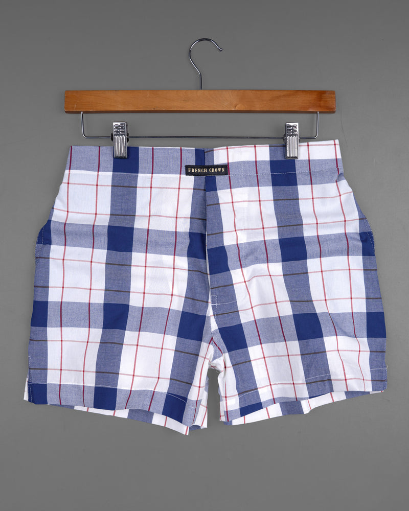 Sandstorm Yellow Floral Printed and Bright White with Downriver Blue Plaid Premium Cotton Boxers BX390-28, BX390-30, BX390-32, BX390-34, BX390-36, BX390-38, BX390-40, BX390-42, BX390-44