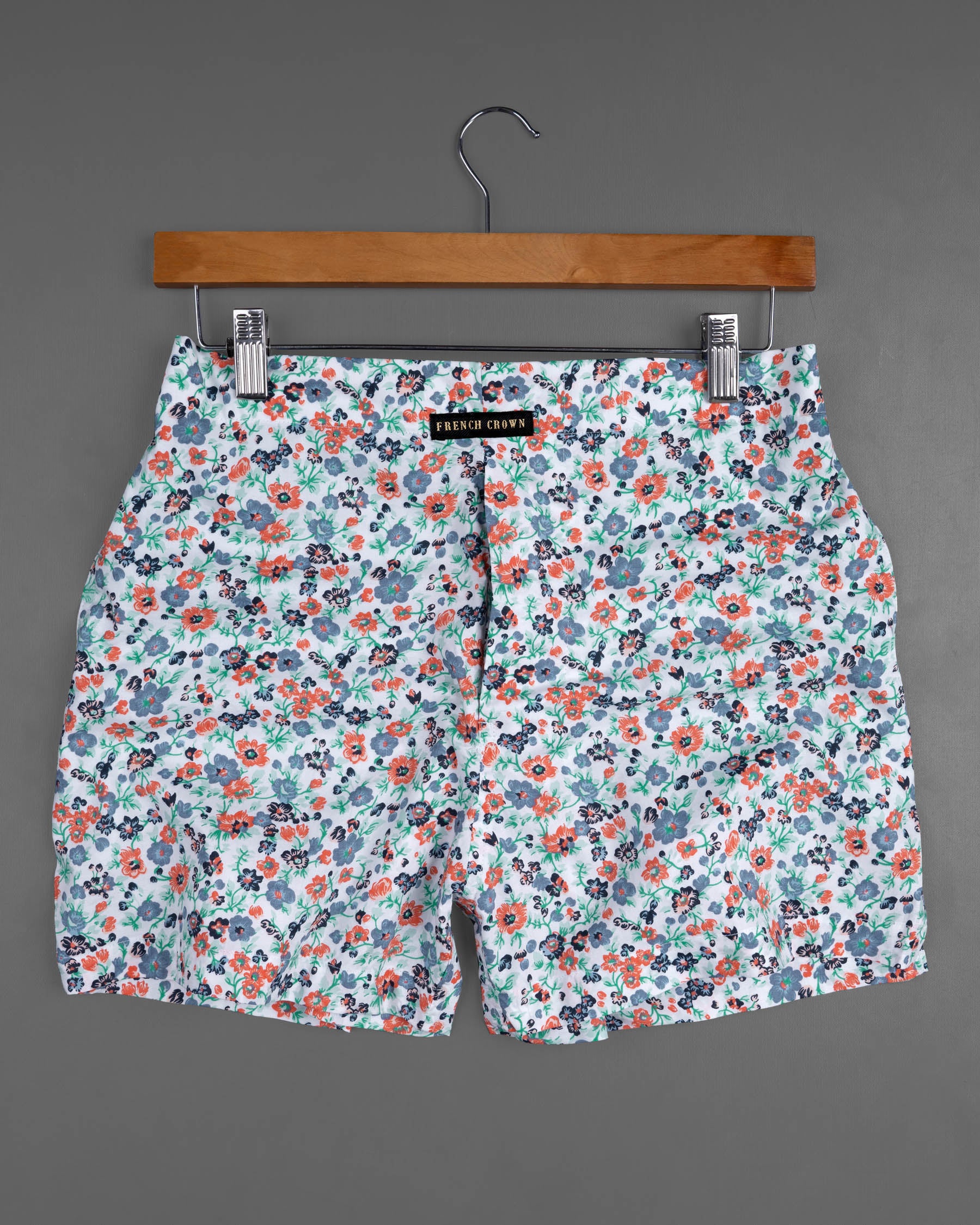 White Ditsy Printed Premium Cotton Boxer BX392-01-28, BX392-01-30, BX392-01-32, BX392-01-34, BX392-01-36, BX392-01-38, BX392-01-40, BX392-01-42, BX392-01-44