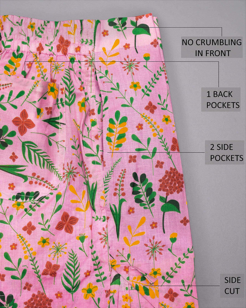 Bittersweet Orange Ditsy Printed Tencel and Careys Pink Floral Printed Premium Cotton Boxers BX407-28, BX407-30, BX407-32, BX407-34, BX407-36, BX407-38, BX407-40, BX407-42, BX407-44