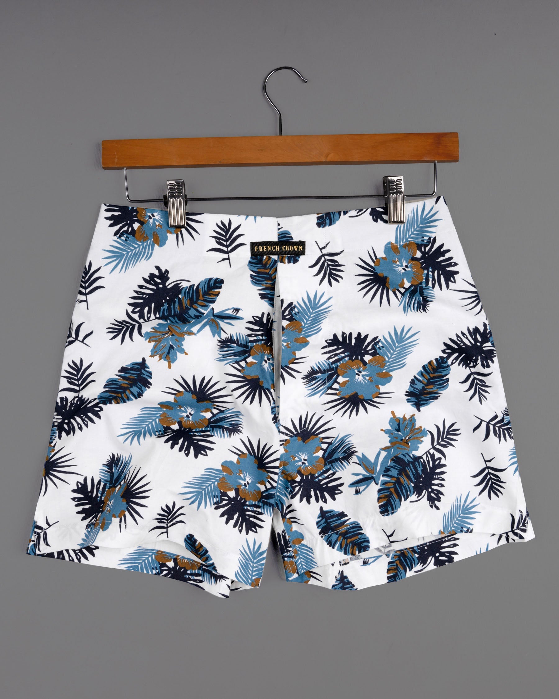 Bright White and Baltic Sea Tropical Printed Premium Cotton Boxers BX420-02-28, BX420-02-30, BX420-02-32, BX420-02-34, BX420-02-36, BX420-02-38, BX420-02-40, BX420-02-42, BX420-02-44