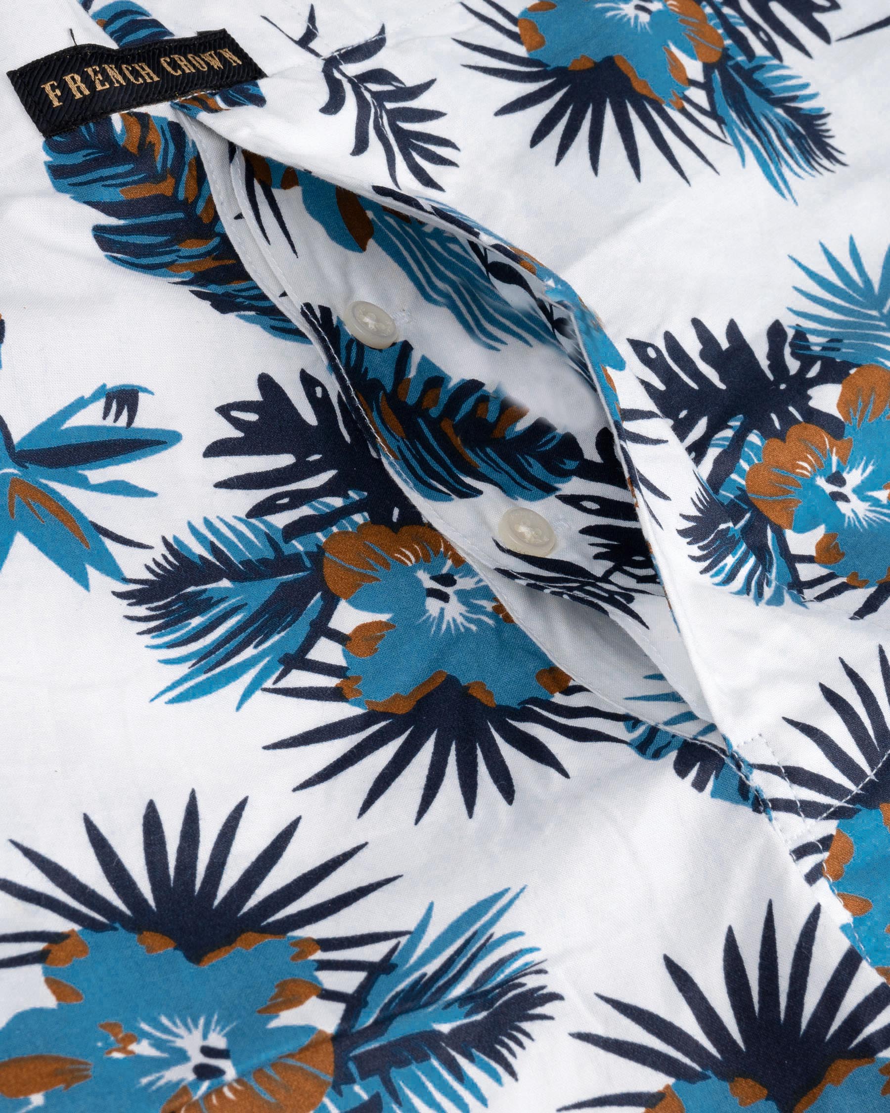 Bright White and Baltic Sea Tropical Printed Premium Cotton Boxers BX420-02-28, BX420-02-30, BX420-02-32, BX420-02-34, BX420-02-36, BX420-02-38, BX420-02-40, BX420-02-42, BX420-02-44