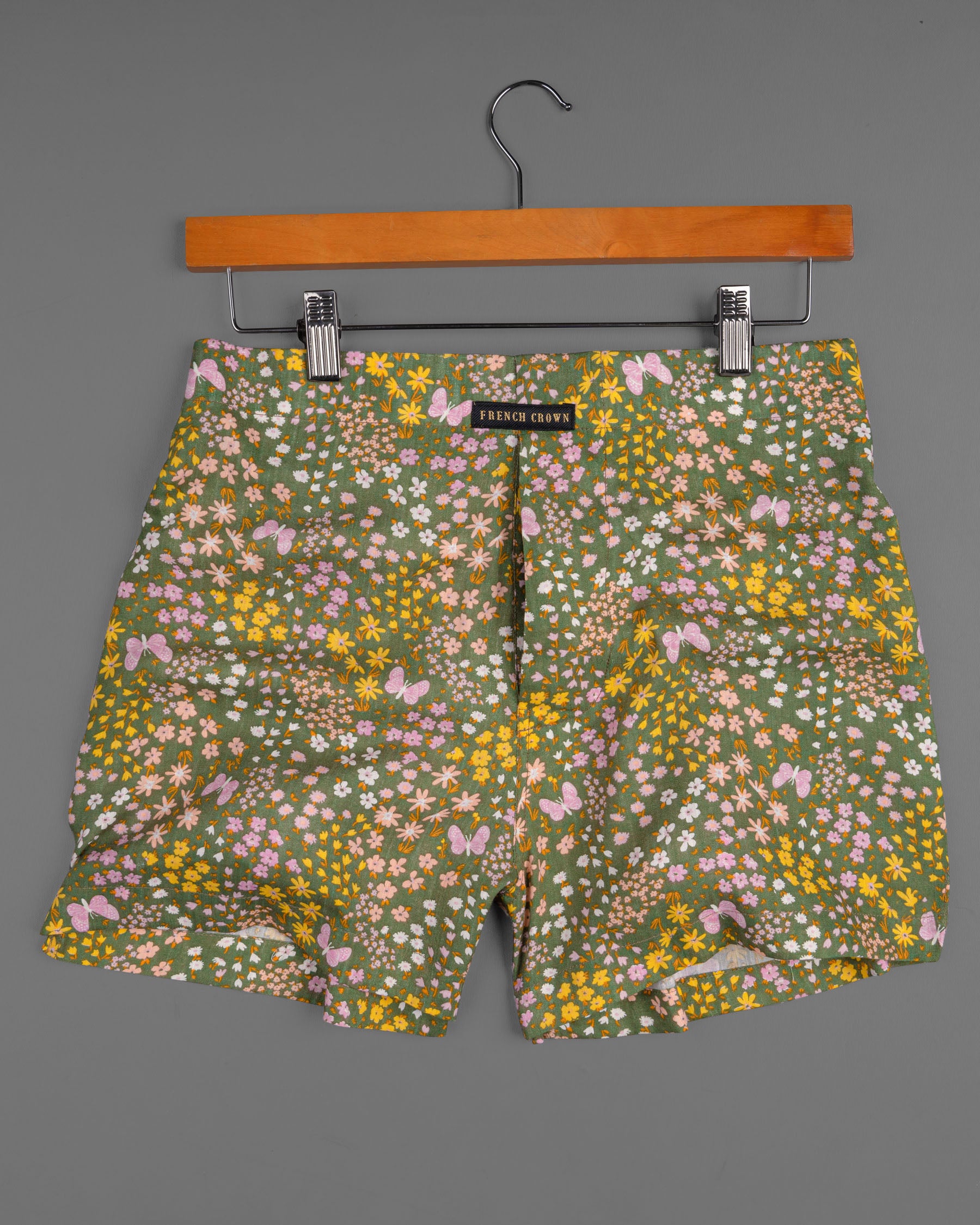 Bright White and Tamarillo Red with Camouflage Green and Saffron Floral Printed Premium Tencel Boxers BX422-28, BX422-30, BX422-32, BX422-34, BX422-36, BX422-38, BX422-40, BX422-42, BX422-44