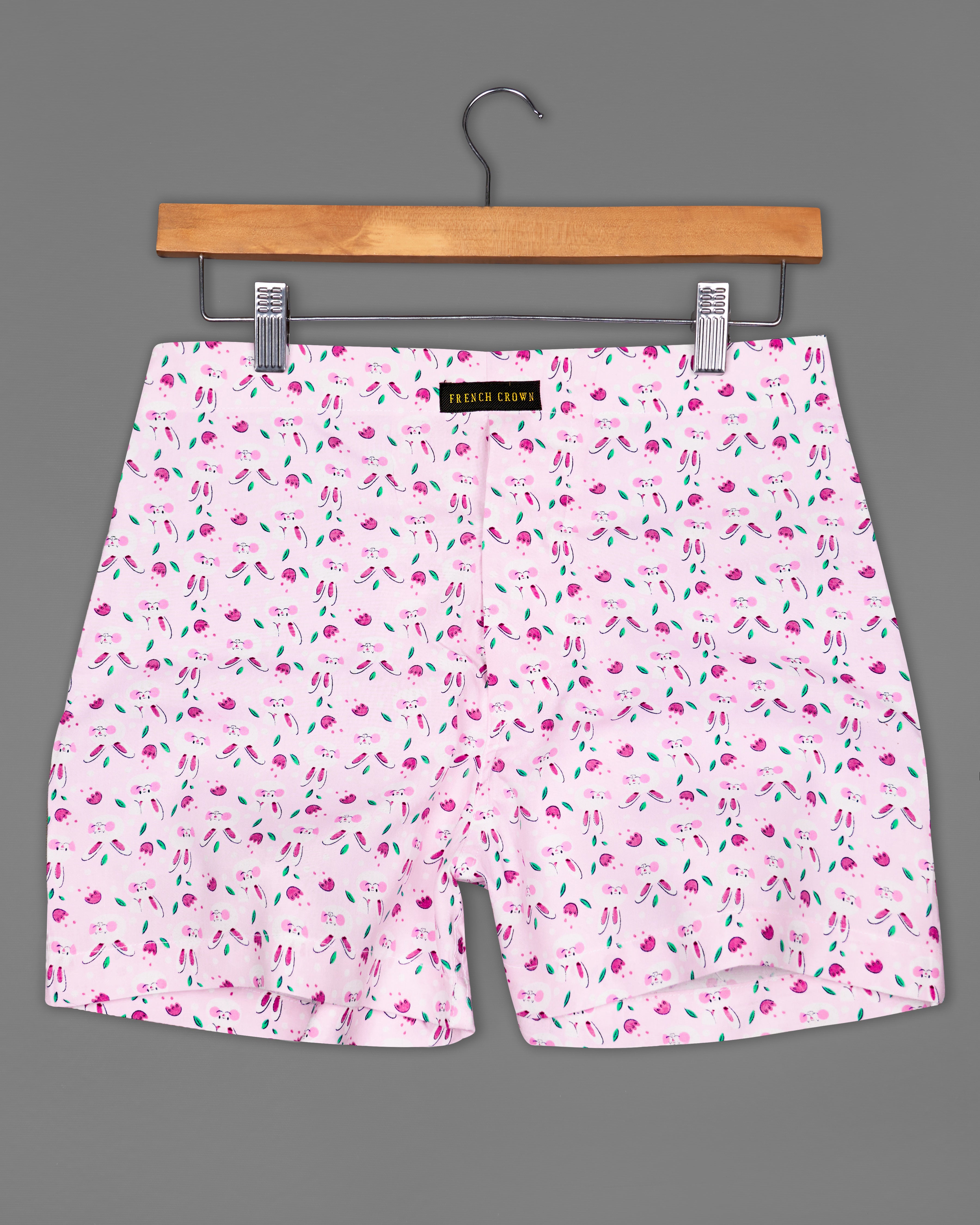 Azalea Pink Printed And Pastel Sky Blue Floral Printed Premium Cotton Boxers BX431-BX432-28, BX431-BX432-30, BX431-BX432-32, BX431-BX432-34, BX431-BX432-36, BX431-BX432-38, BX431-BX432-40, BX431-BX432-42, BX431-BX432-44
