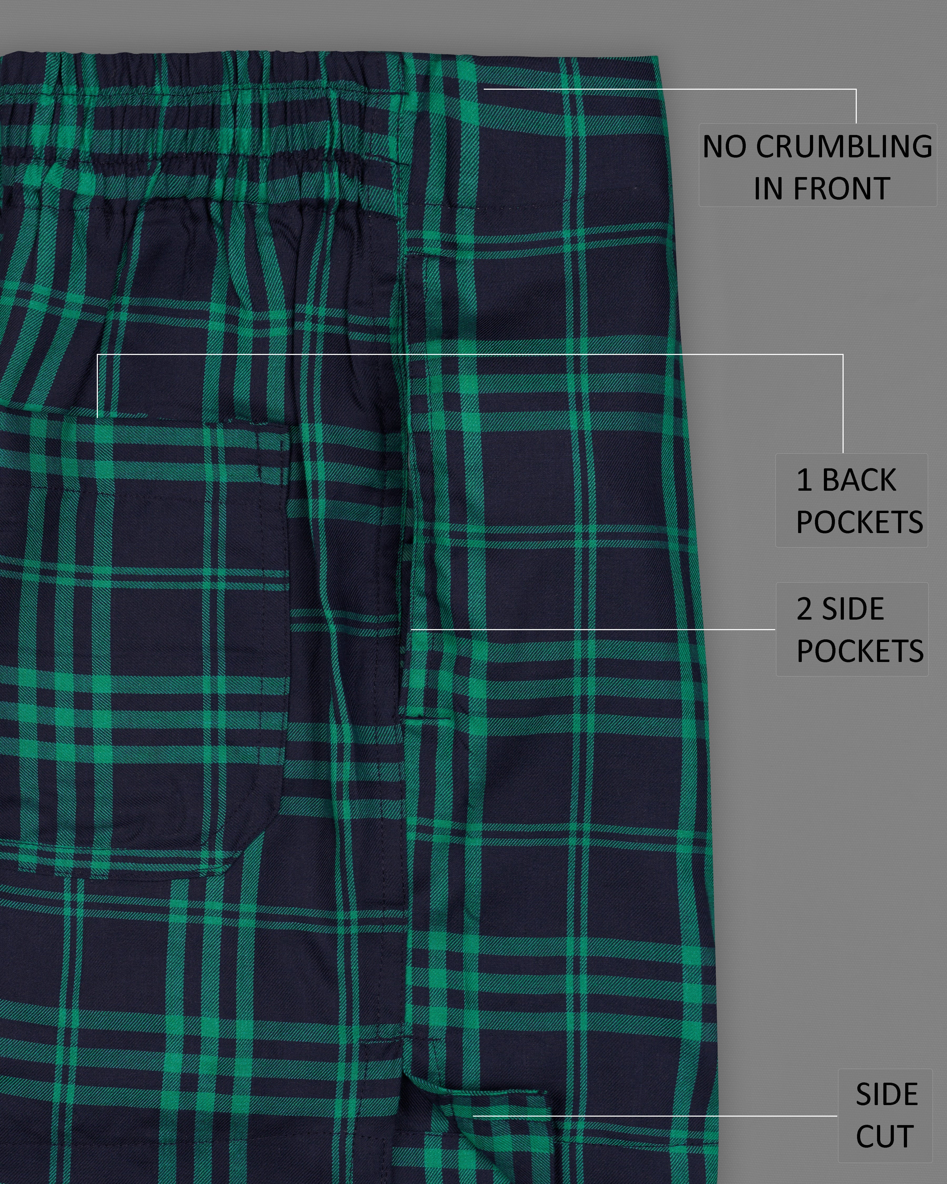 Mirage Navy Blue with Green Plaid Windowpane Twill Premium Cotton Boxers BX434-28, BX434-30, BX434-32, BX434-34, BX434-36, BX434-38, BX434-40, BX434-42, BX434-44