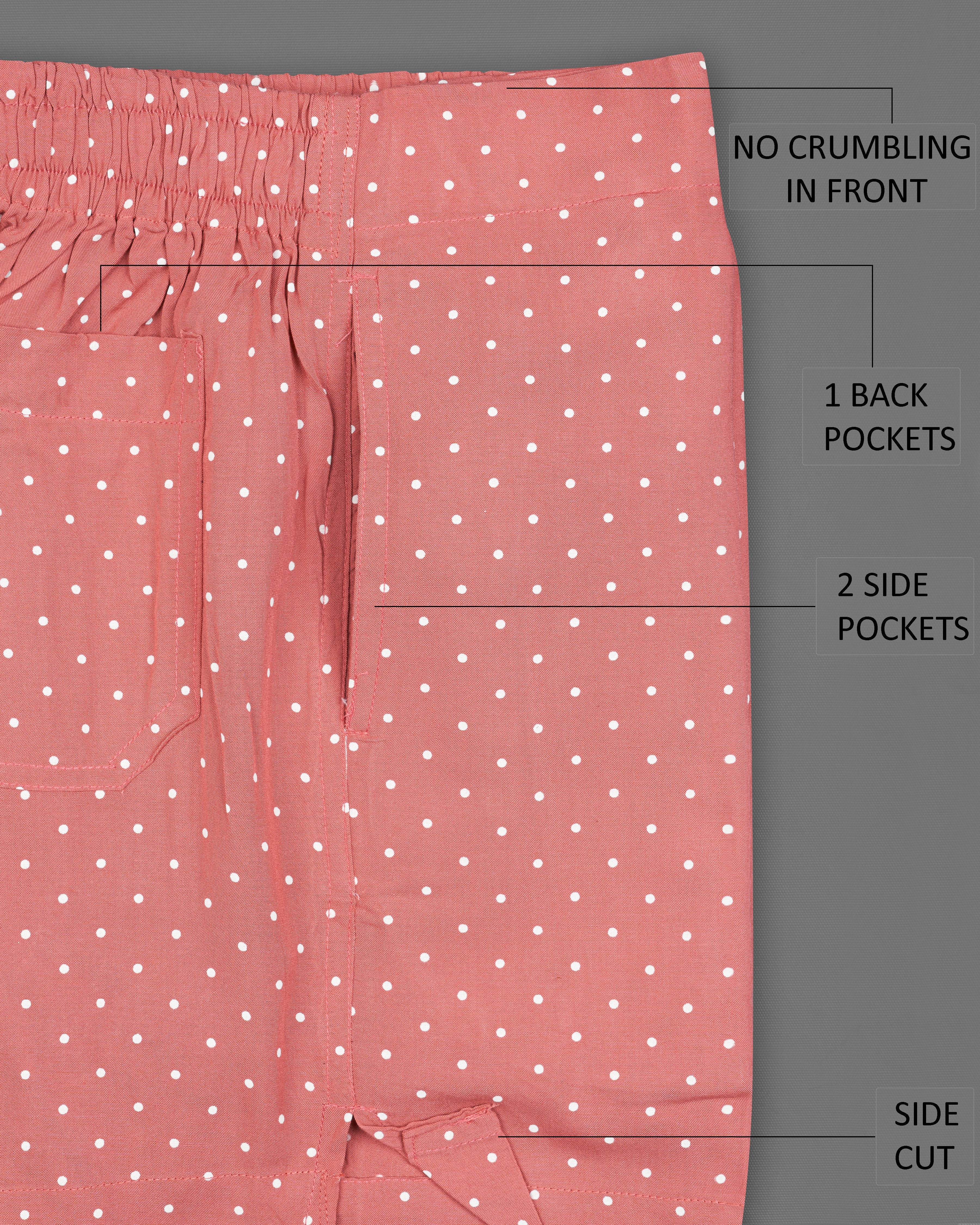 Burning Peach Polka Dotted Premium Tencel Boxers BX436-28, BX436-30, BX436-32, BX436-34, BX436-36, BX436-38, BX436-40, BX436-42, BX436-44