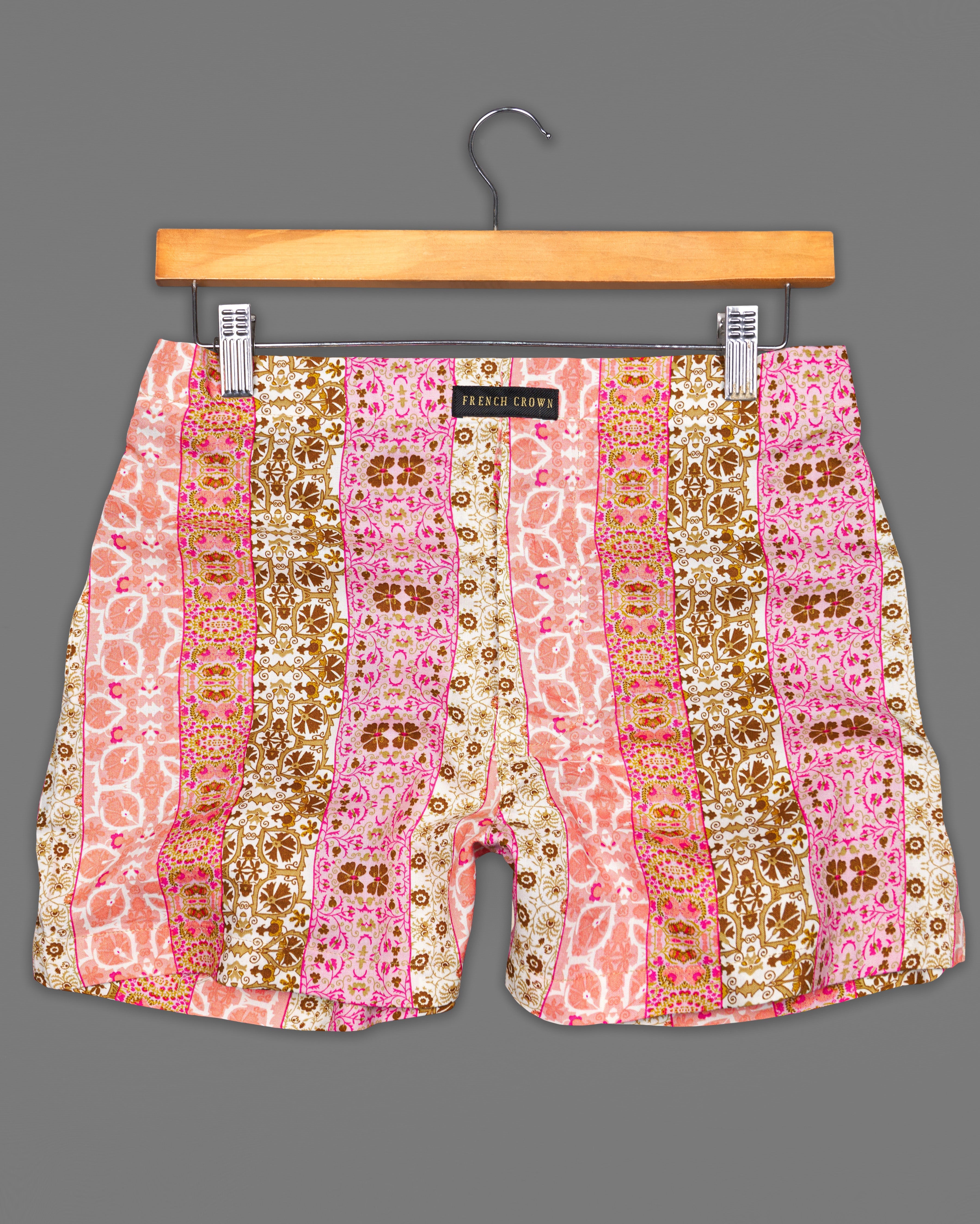 Twilight Brown with Persian Pink Printed Premium Tencel Boxers BX445-28, BX445-30, BX445-32, BX445-34, BX445-36, BX445-38, BX445-40, BX445-42, BX445-44