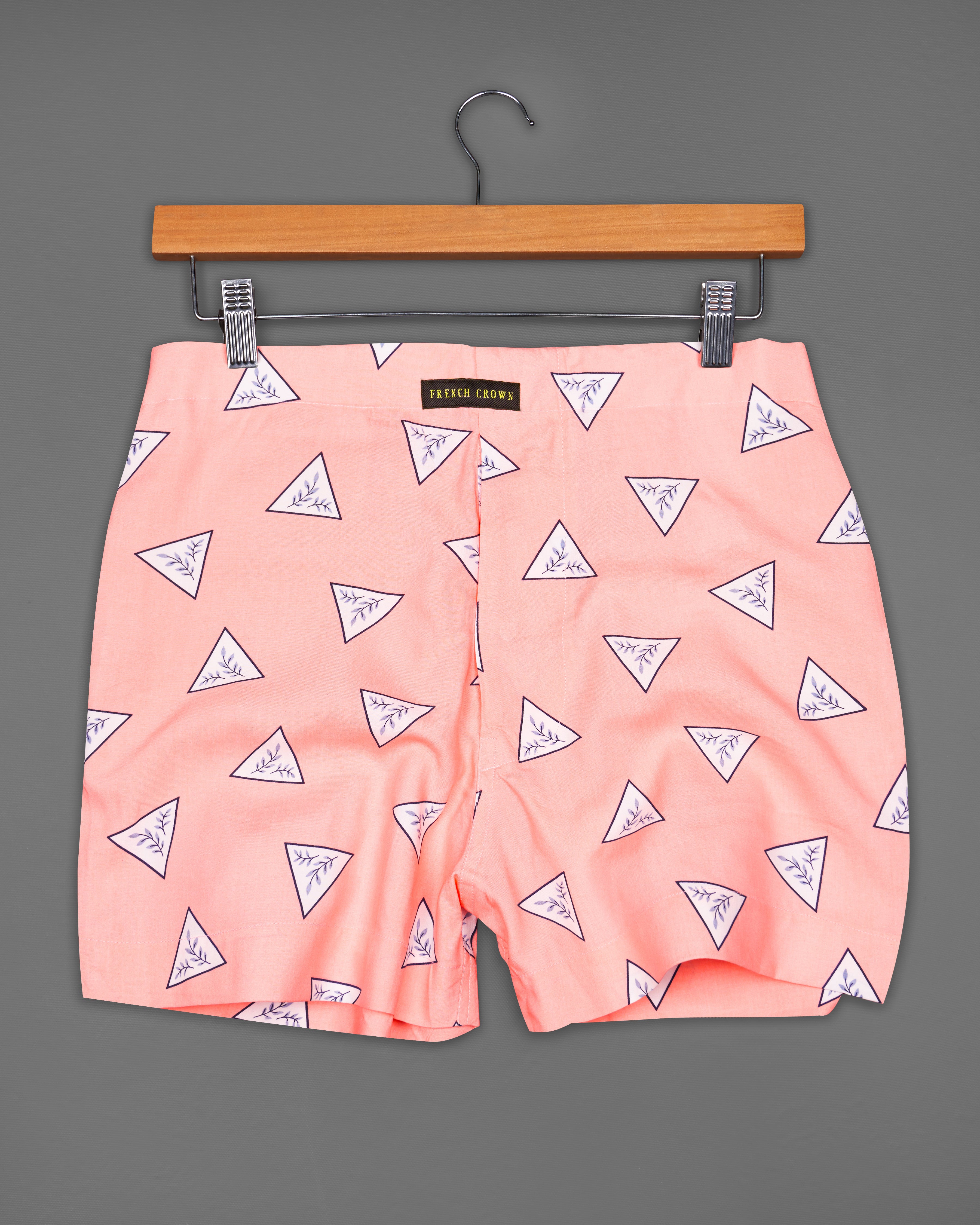 Oyster Peach Triangle Printed and Mindaro Leamon Rose Printed Premium Cotton Boxers BX449-BX450-28, BX449-BX450-30, BX449-BX450-32, BX449-BX450-34, BX449-BX450-36, BX449-BX450-38, BX449-BX450-40, BX449-BX450-42, BX449-BX450-44
