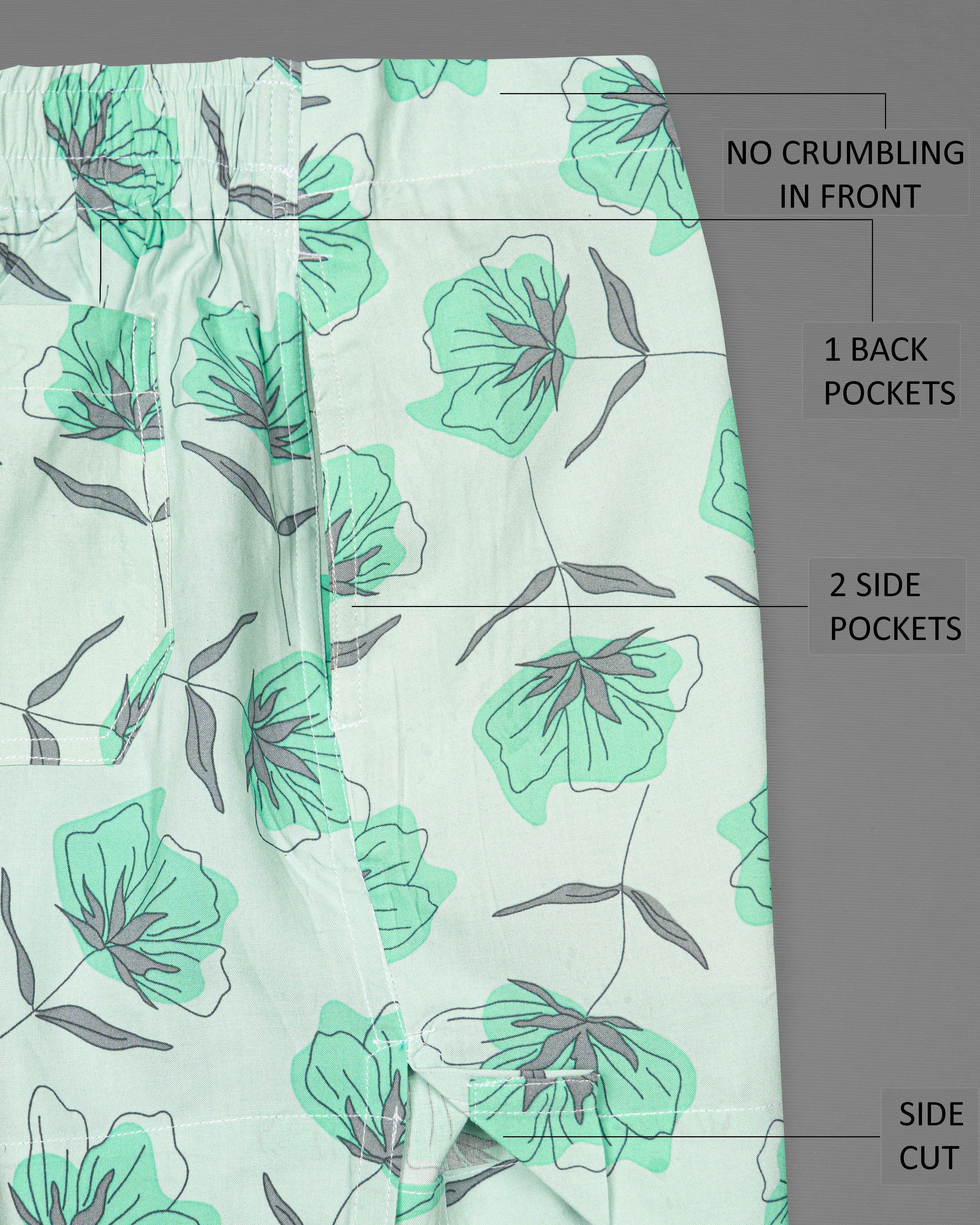 Harp Green Floral Printed Premium Cotton Boxers BX466-28, BX466-30, BX466-32, BX466-34, BX466-36, BX466-38, BX466-40, BX466-42, BX466-44